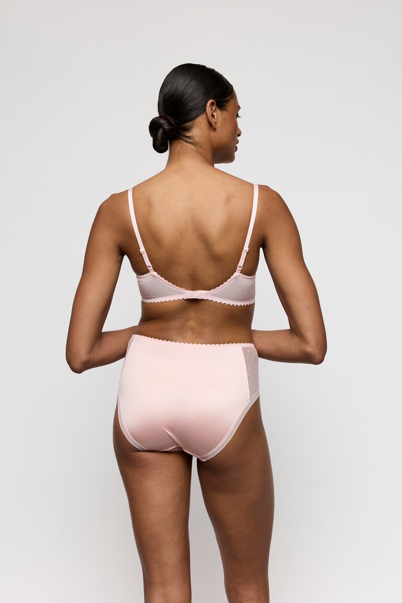 Marie Jo Noova Full Brief styled on model in Gardenia Rose