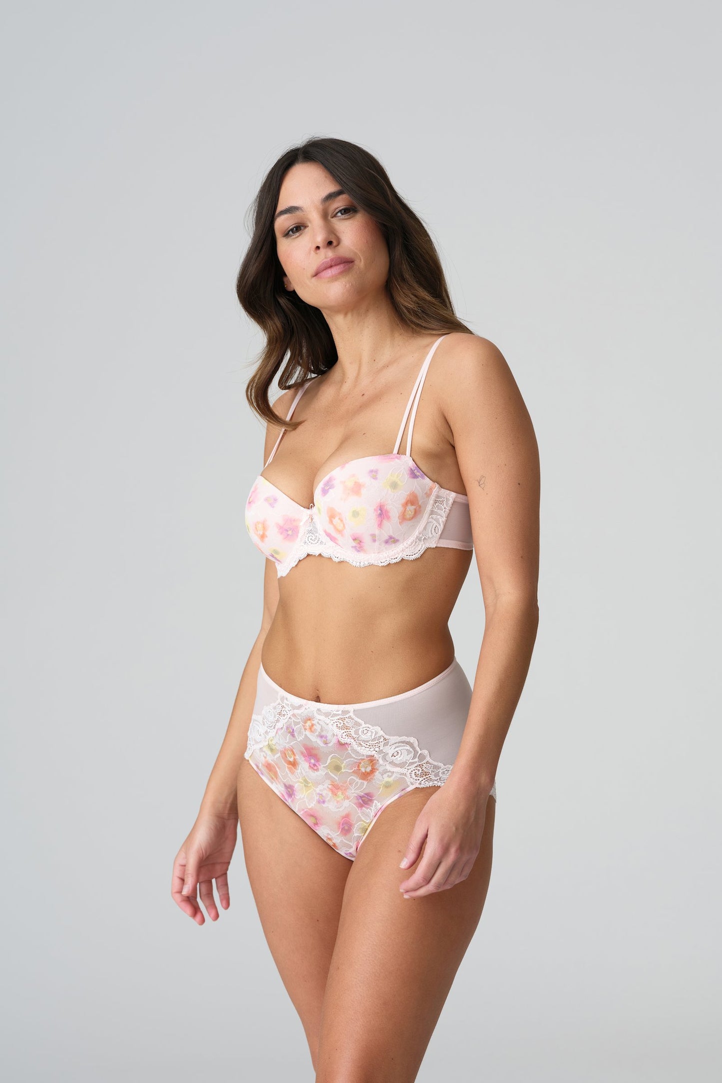 Marie Jo Selyna Padded Balcony Bra styled on model in Gardenia Rose