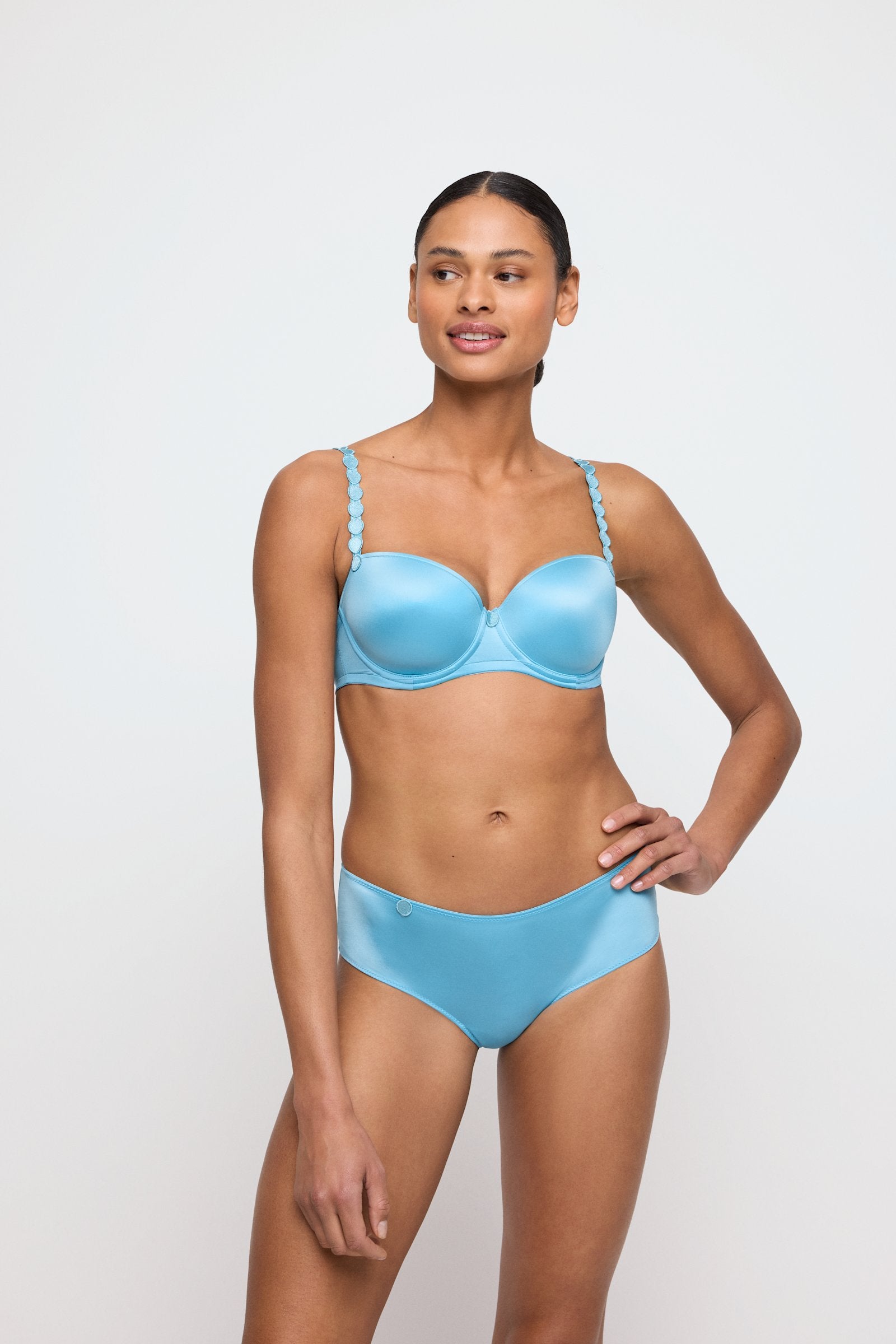 Marie Jo Tom Brief styled on model in Azure Delight