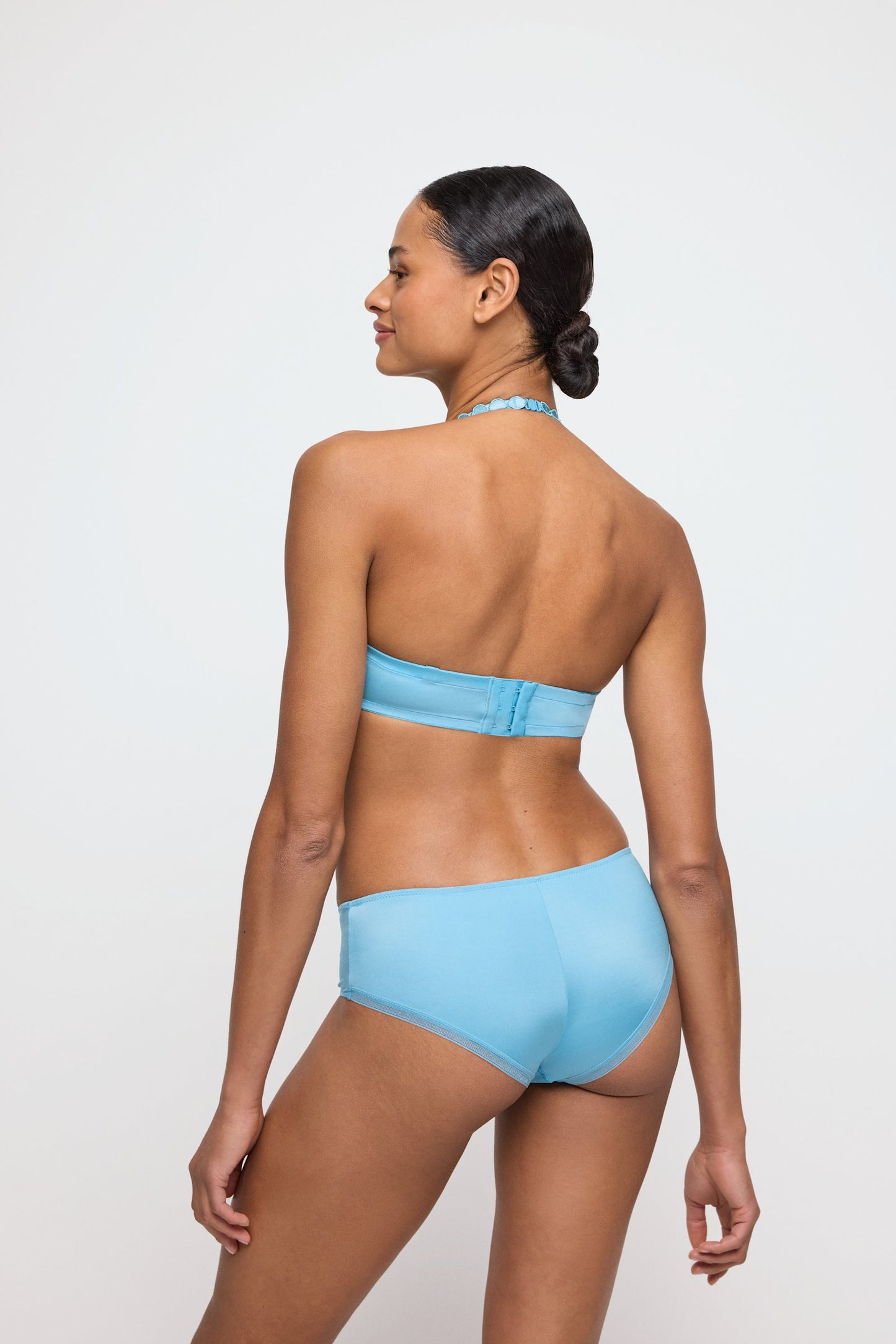 Marie Jo Tom Balcony Bra styled on model in Azure Delight