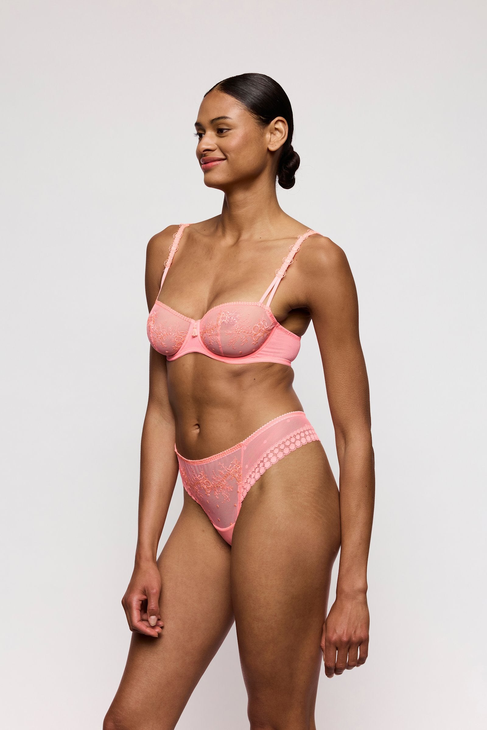 Marie Jo Annaelle Thong styled on model in Neon Peach