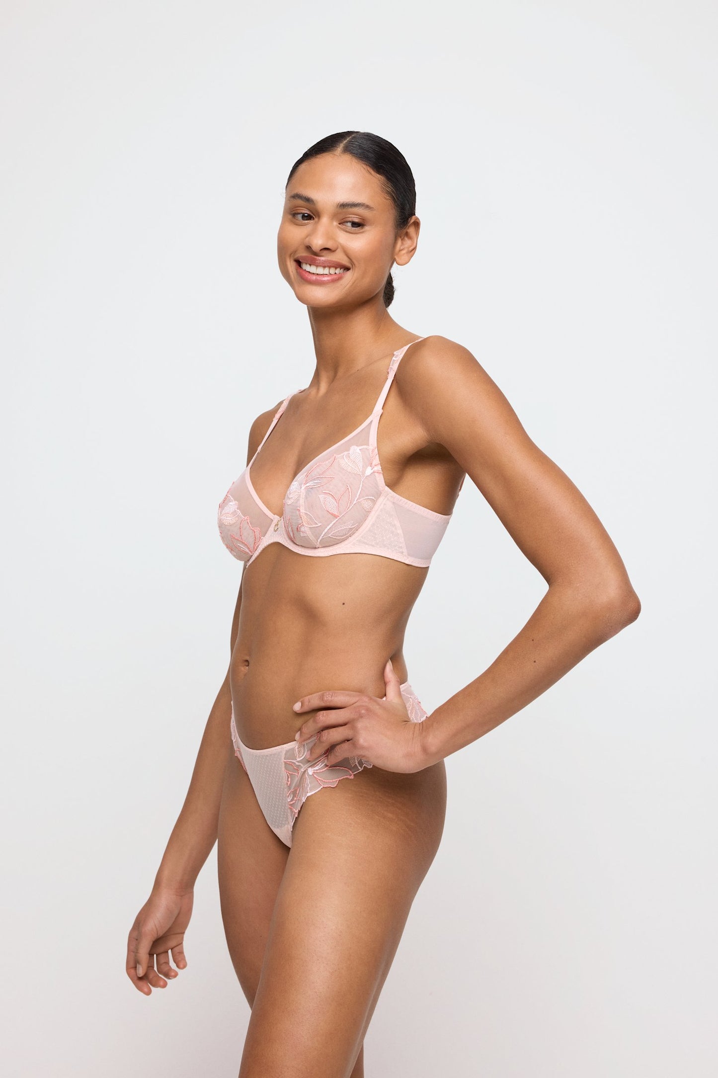 Marie Jo Loish Thong styled on model in Pearly Pink