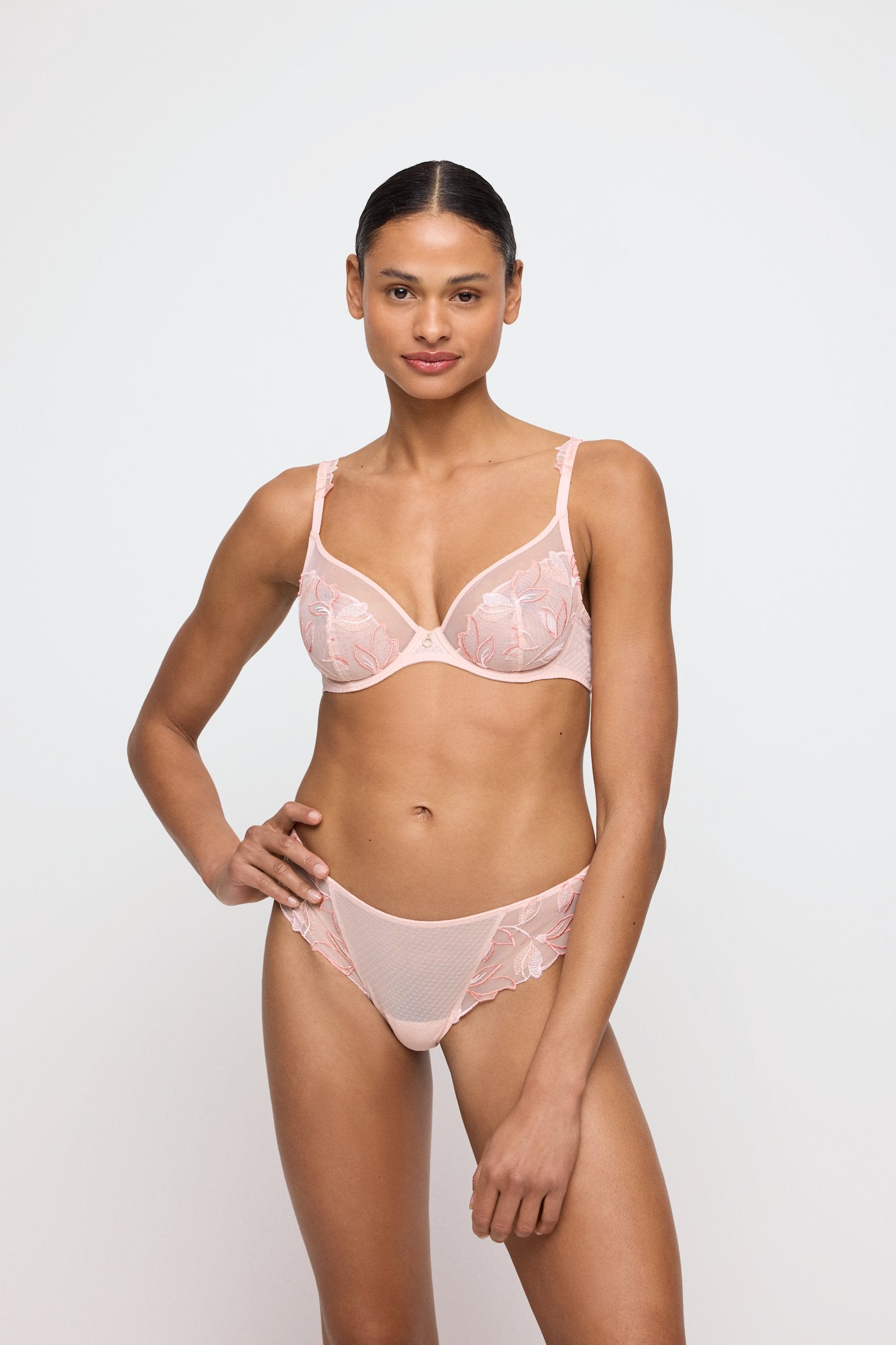 Marie Jo Loish Thong styled on model in Pearly Pink