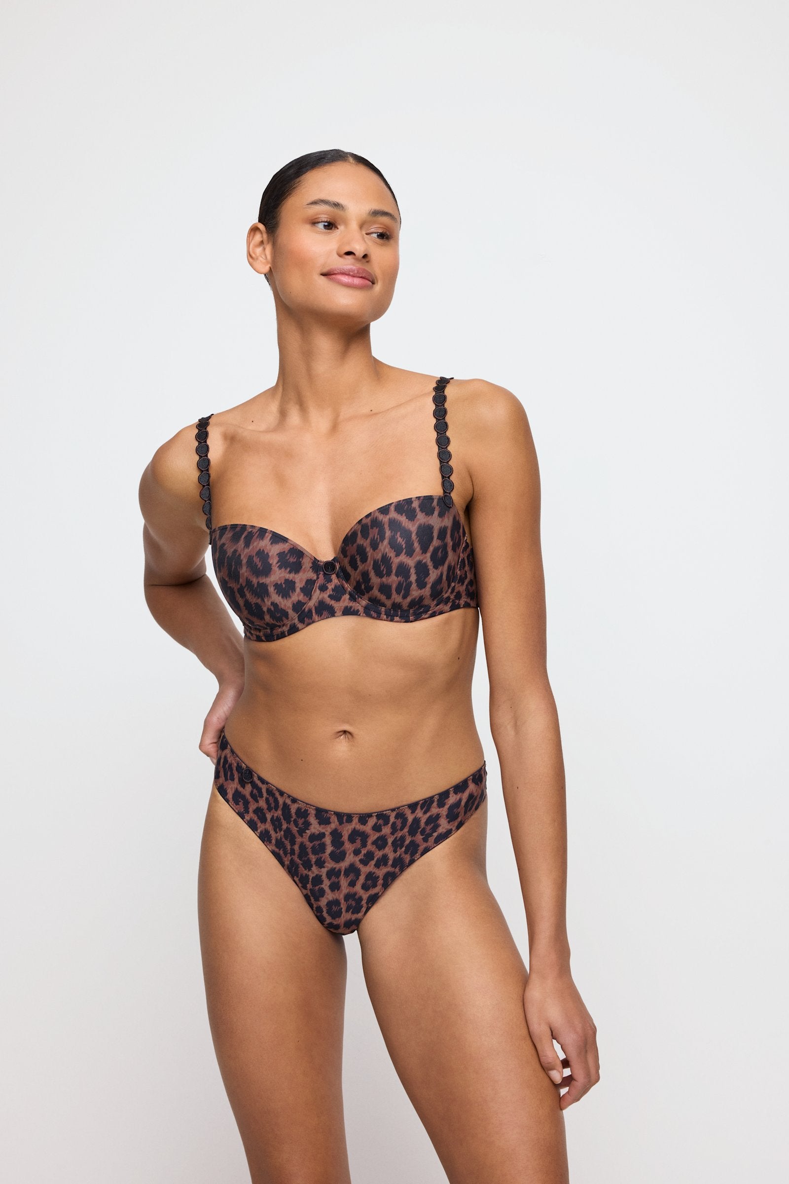Marie Jo Tom Balcony Bra styled on model in Fauve