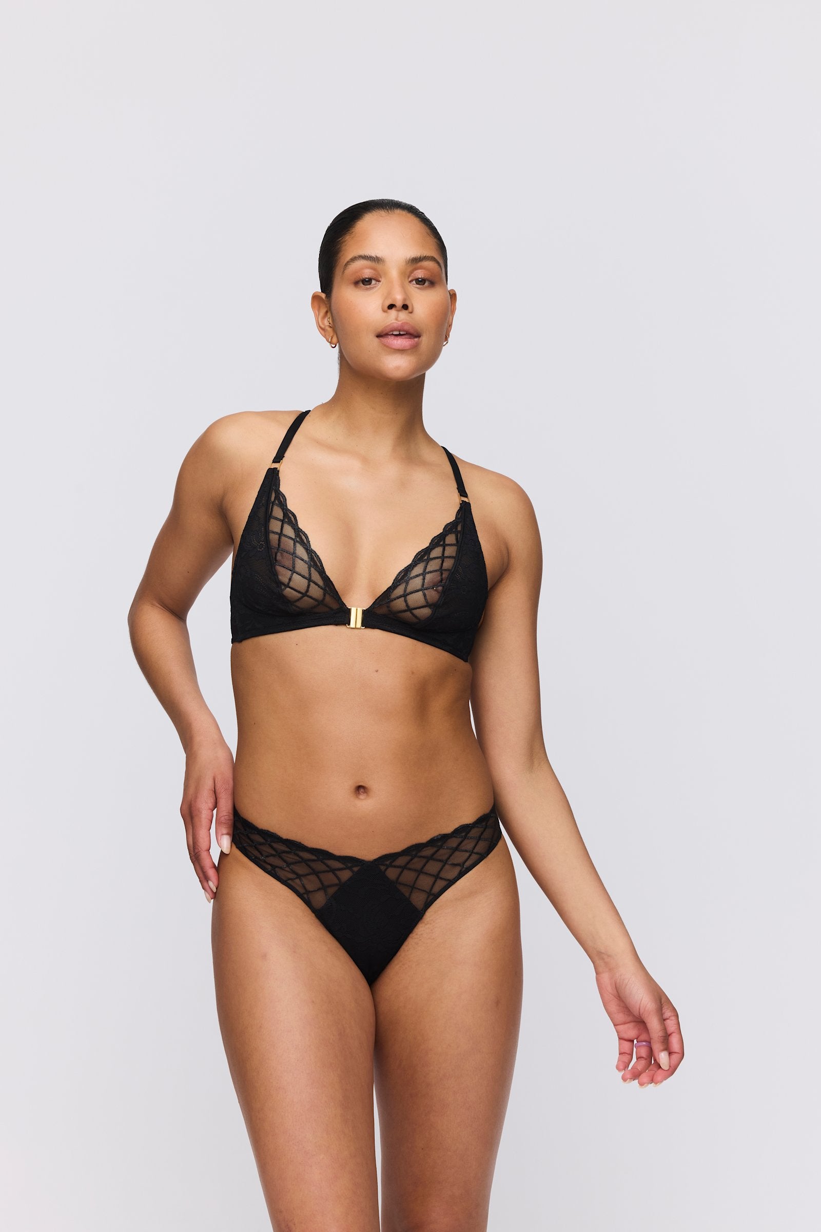 Marie Jo Aven Bralette styled on model in Black