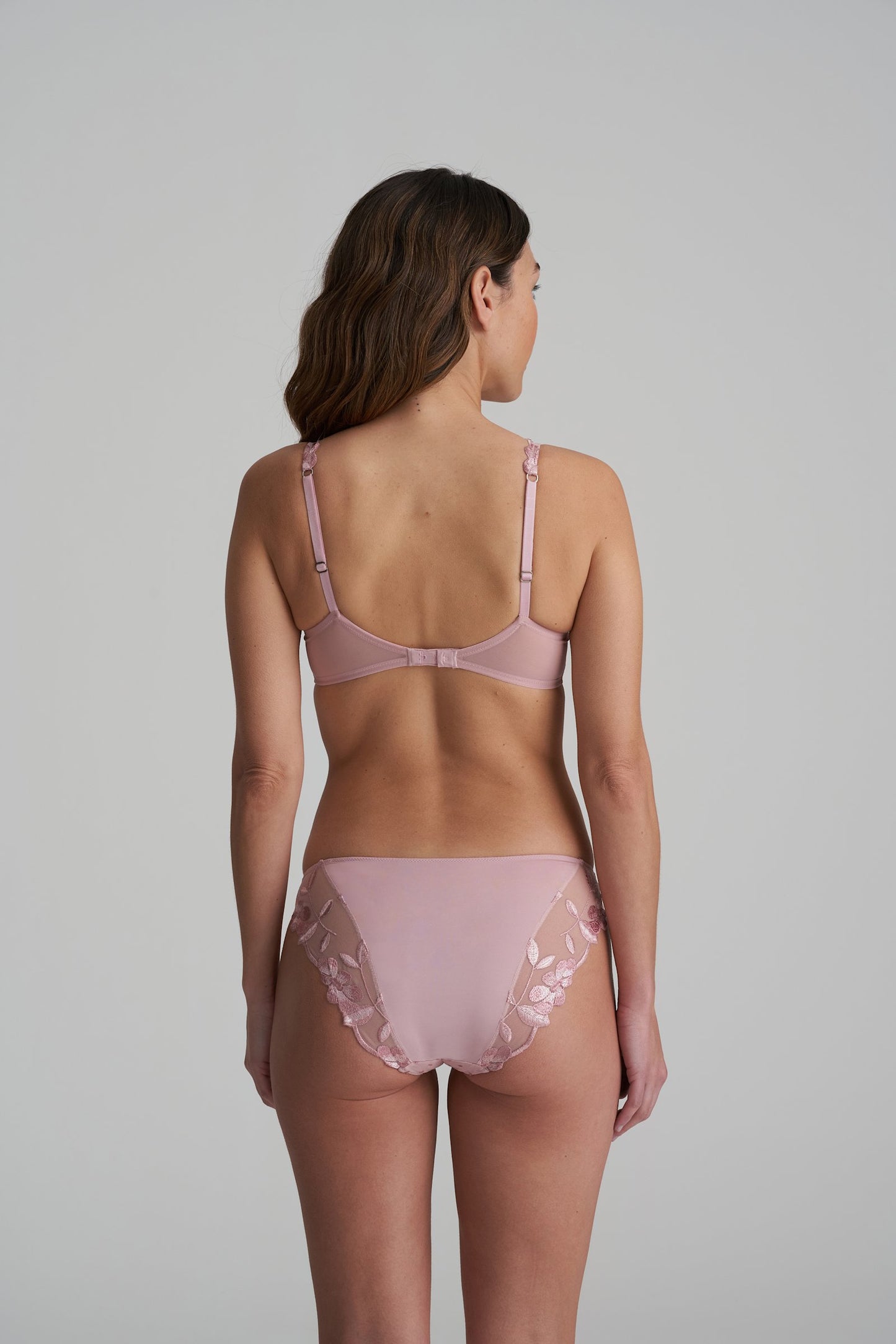 Marie Jo Agnes Italian Brief styled on model in Vintage Pink