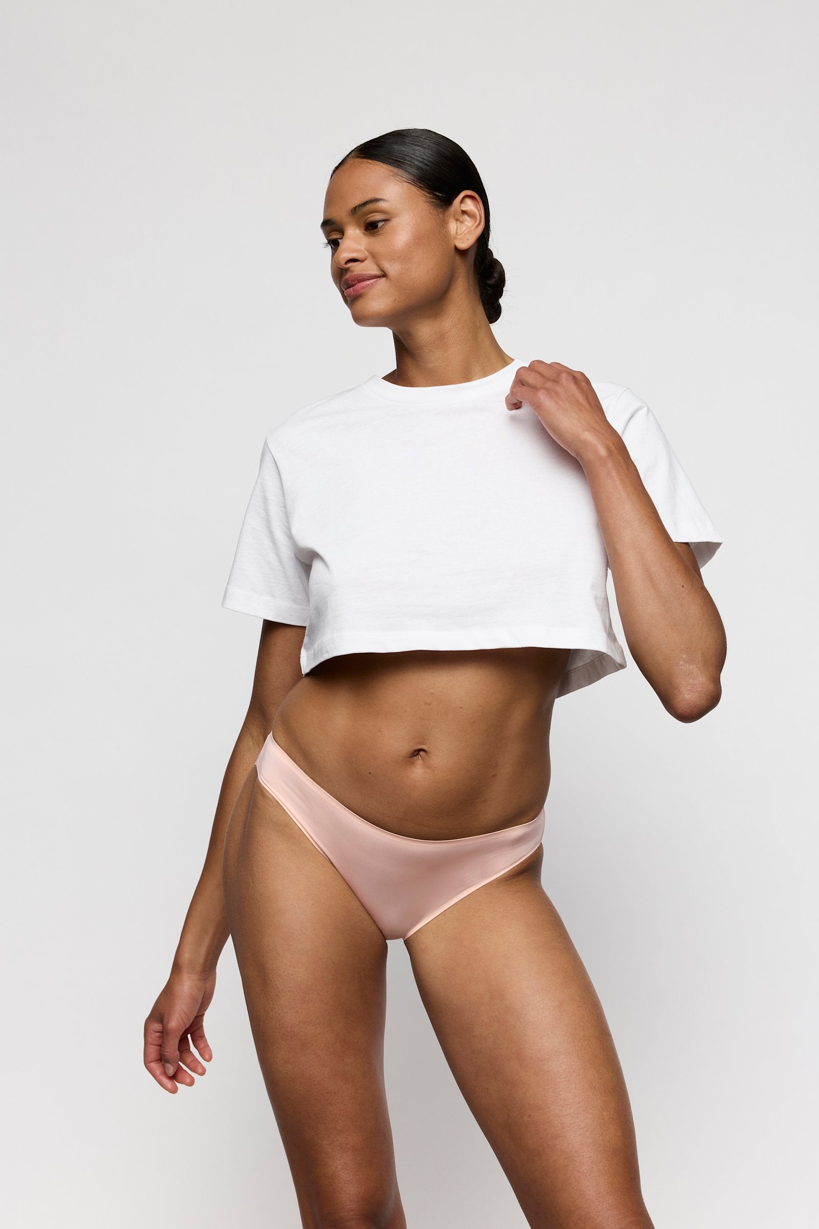 Marie Jo Color Studio Brief styled on model in Glossy Pink