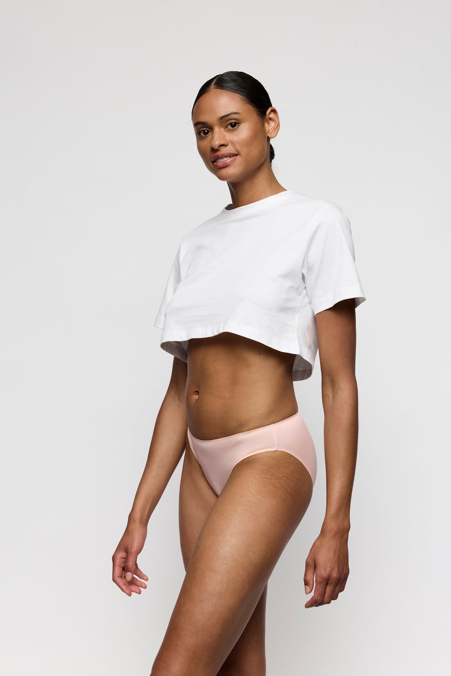 Marie Jo Color Studio Brief styled on model in Glossy Pink