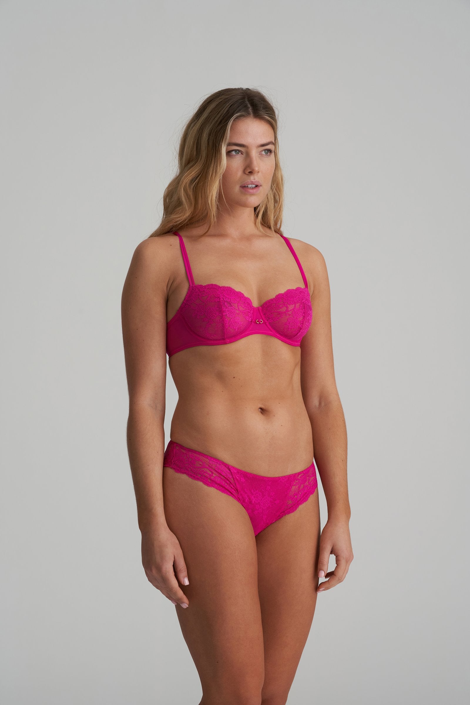 Marie Jo Melipha Rio Brief styled on model in Very Berry