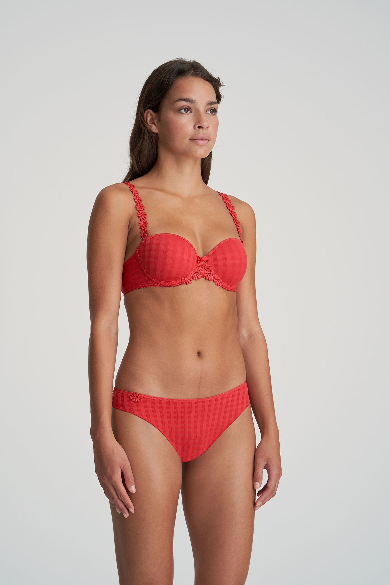 Marie Jo Avero Brief styled on model in Scarlet