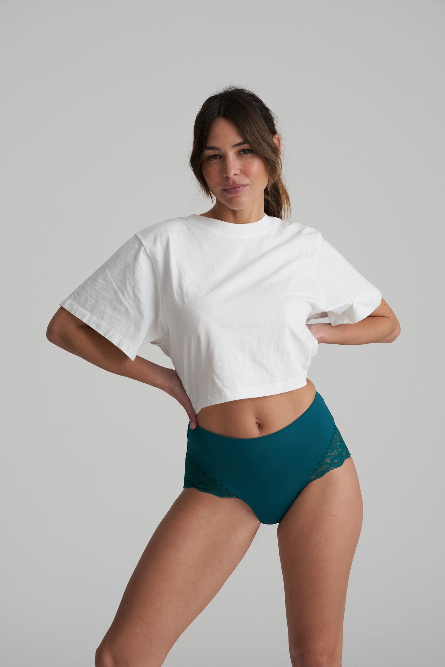 Marie Jo Color Studio Brief styled on model in Jasper Green