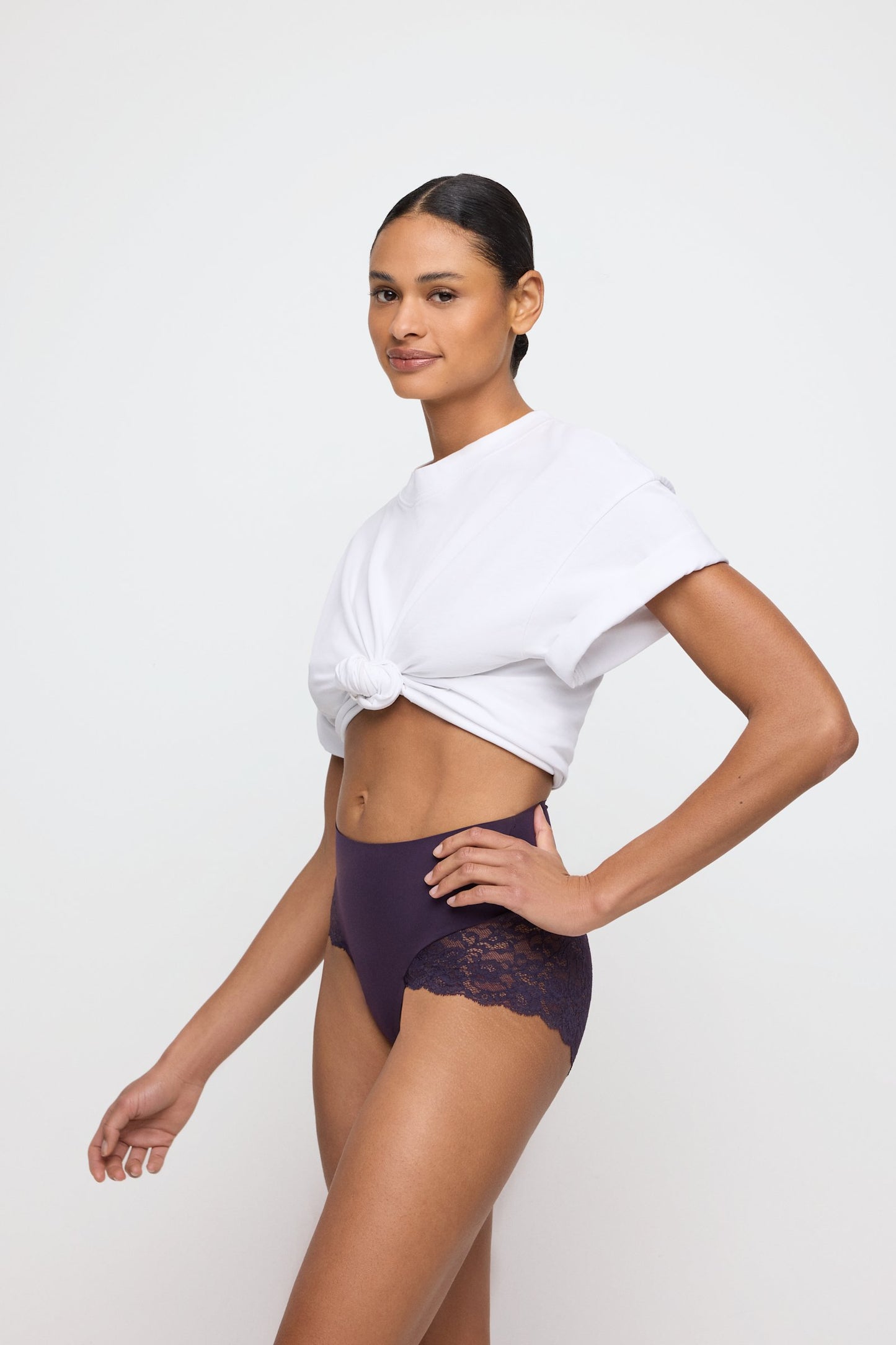 Marie Jo Color Studio Brief styled on model in Amethyst