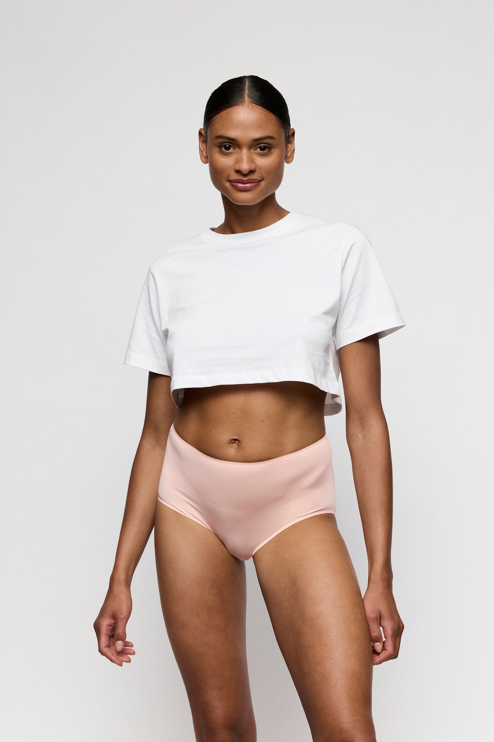 Marie Jo Color Studio Brief styled on model in Glossy Pink