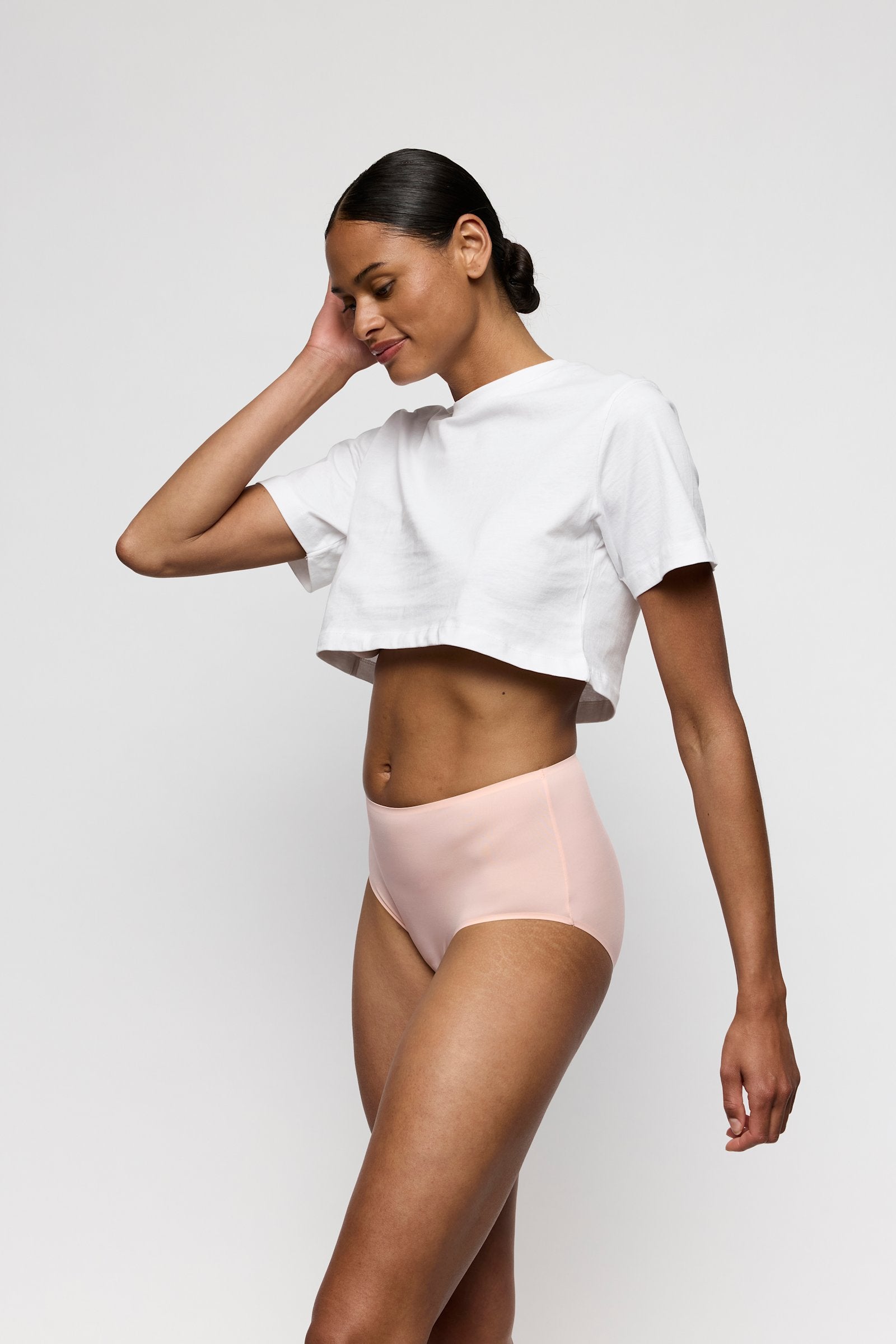 Marie Jo Color Studio Brief styled on model in Glossy Pink