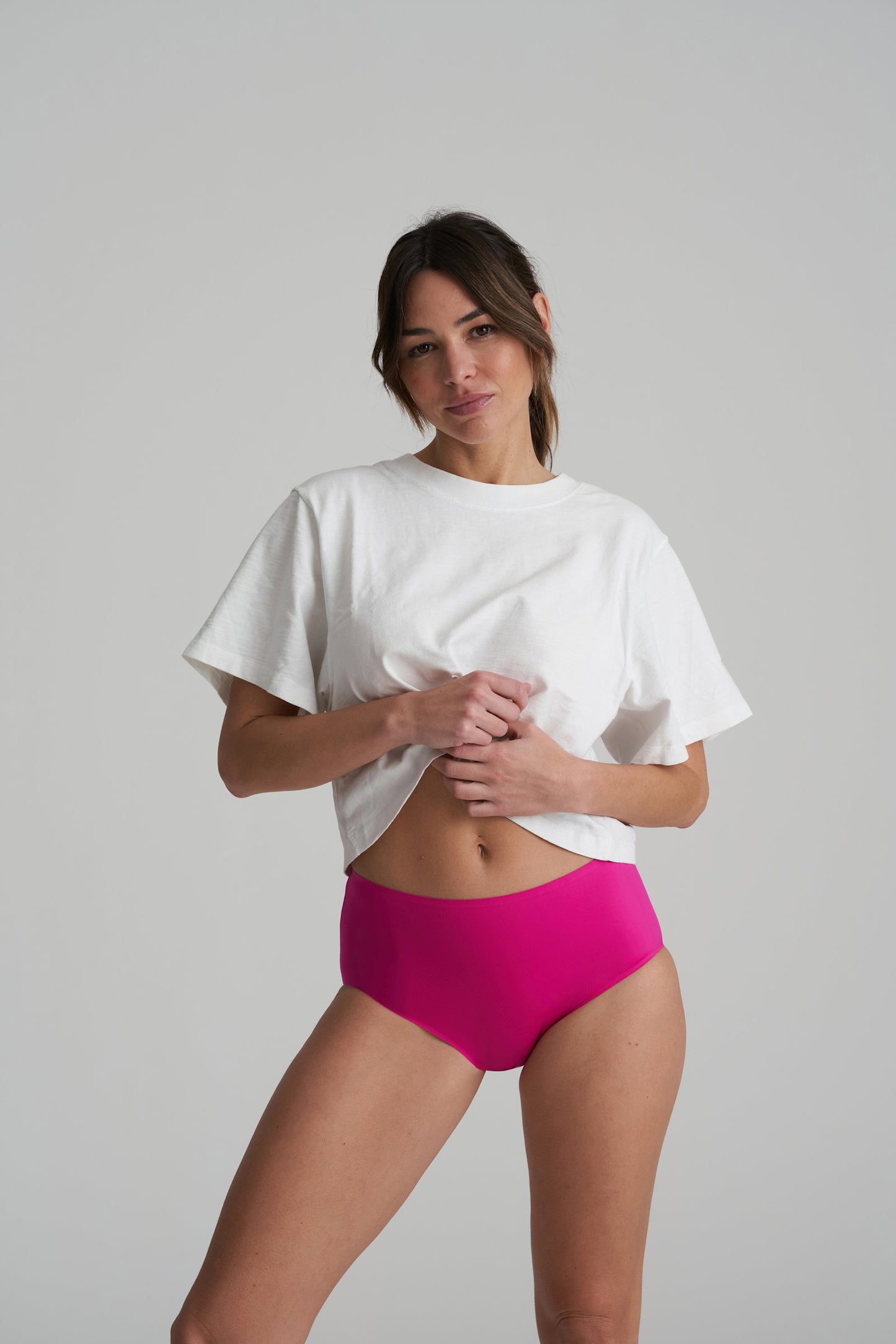 Marie Jo Color Studio Brief styled on model in Very Berry