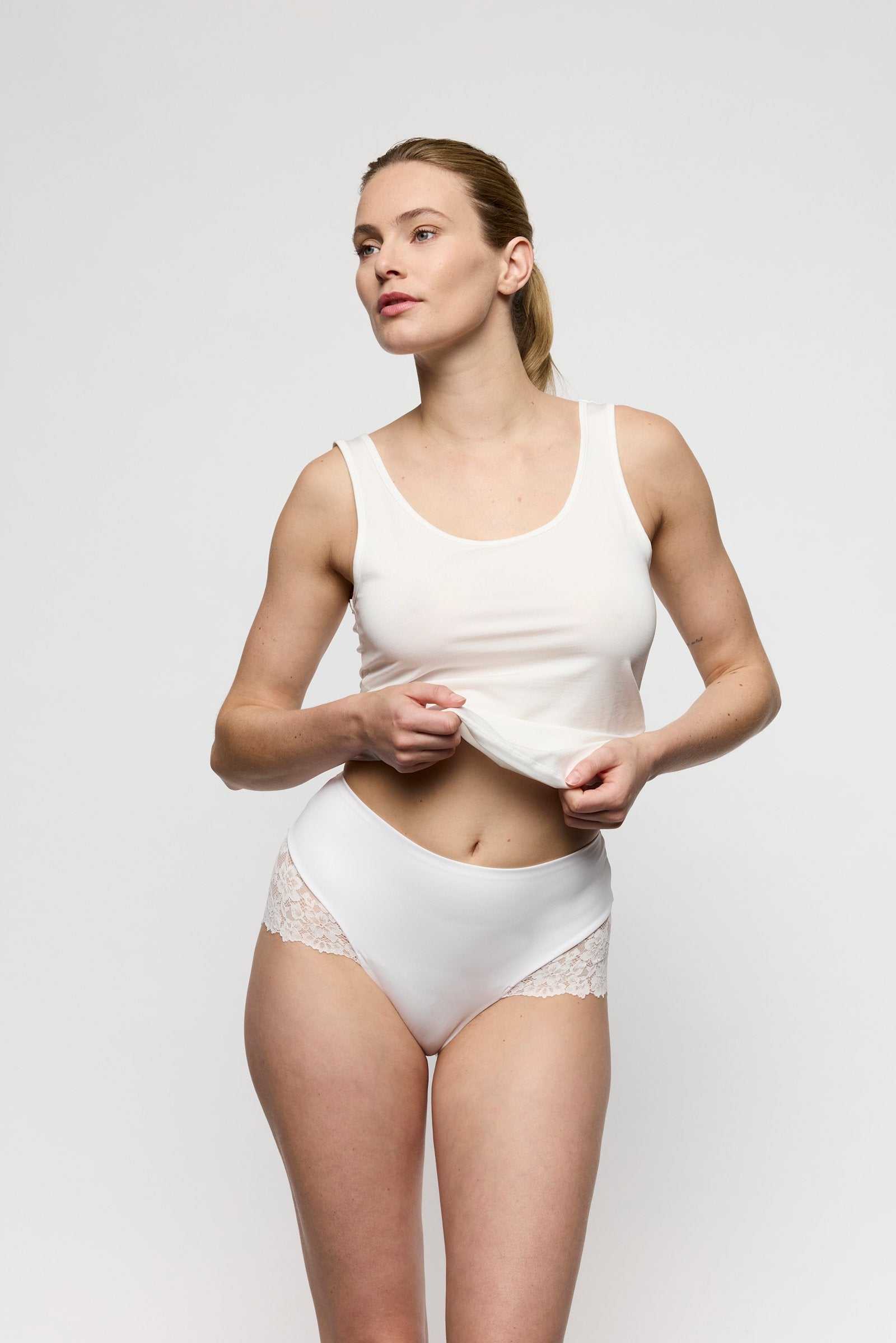 Marie Jo Soft Studio Full Brief styled on model in Natural