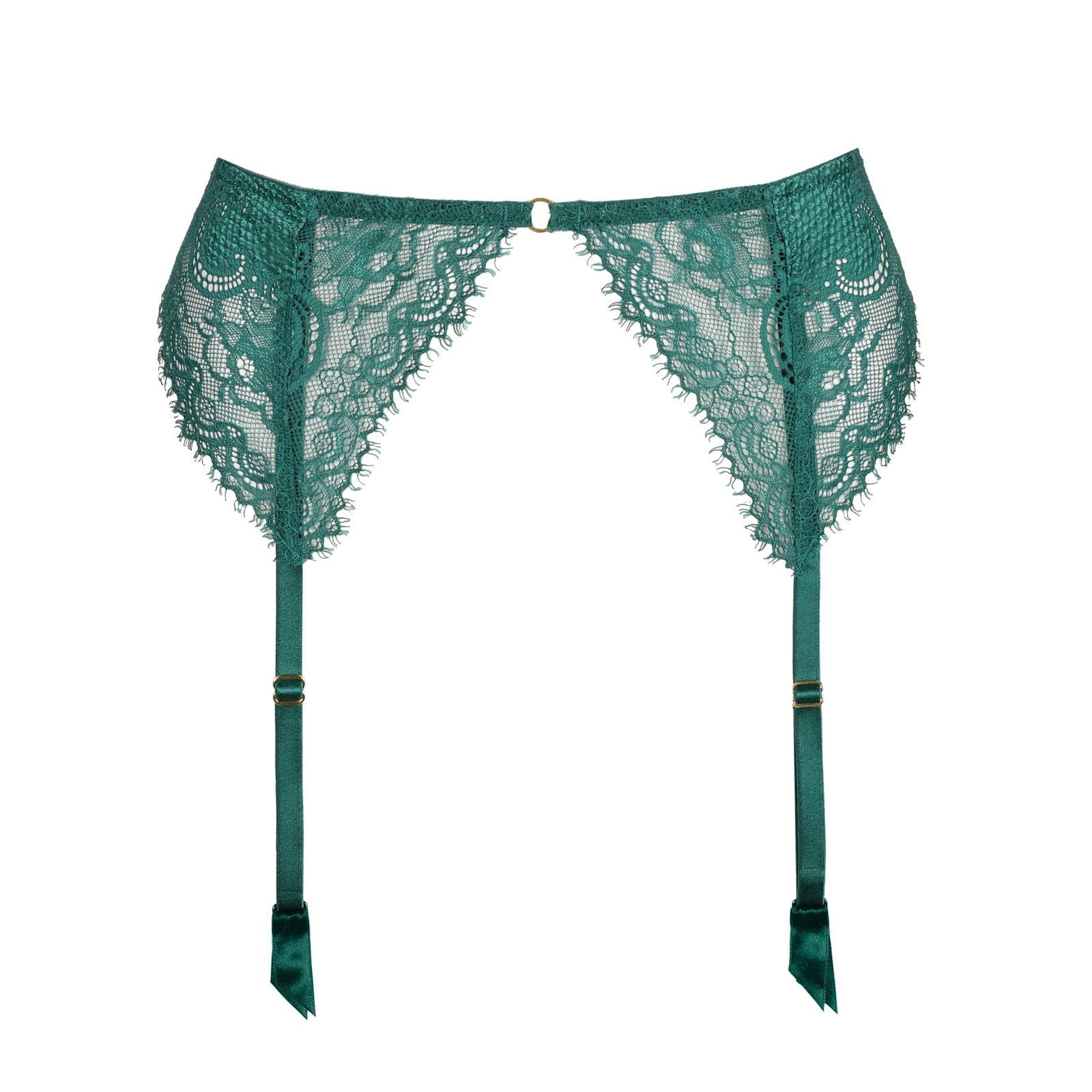 Marie Jo Junoo Suspender Belt detail view in Jasper Green