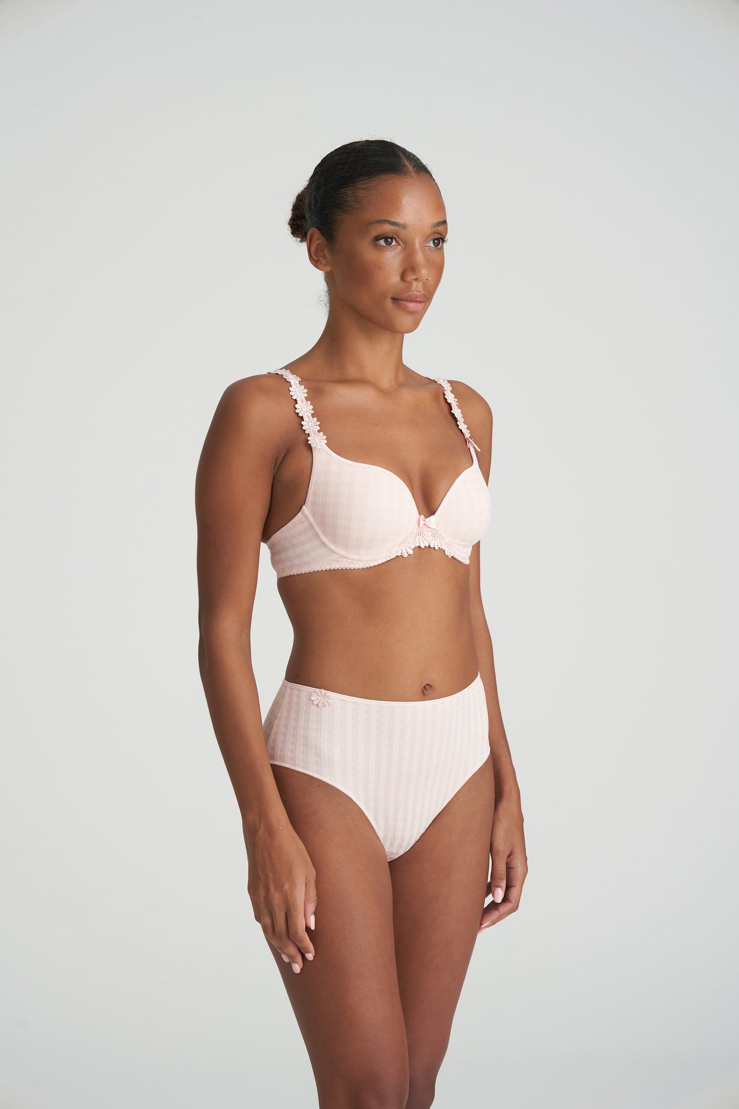 Marie Jo Avero Full Cup Bra styled on model in Pearly Pink