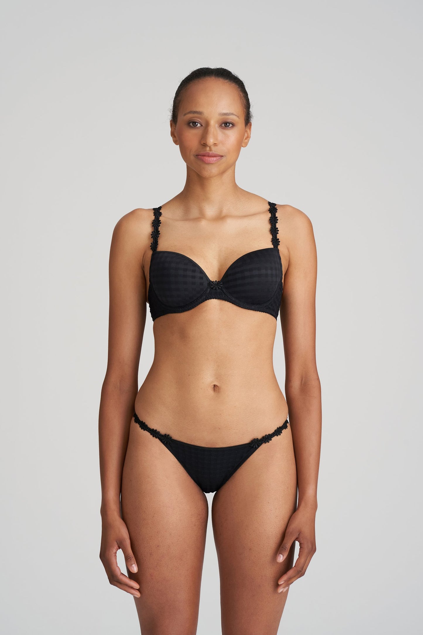 Marie Jo Avero Plunge Bra styled on model in Black