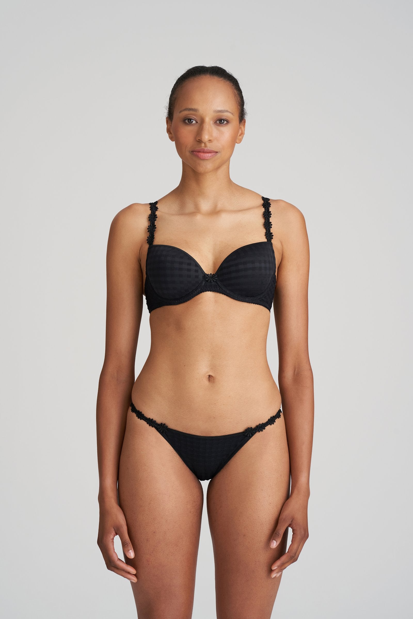 Marie Jo Avero Plunge Bra styled on model in Black