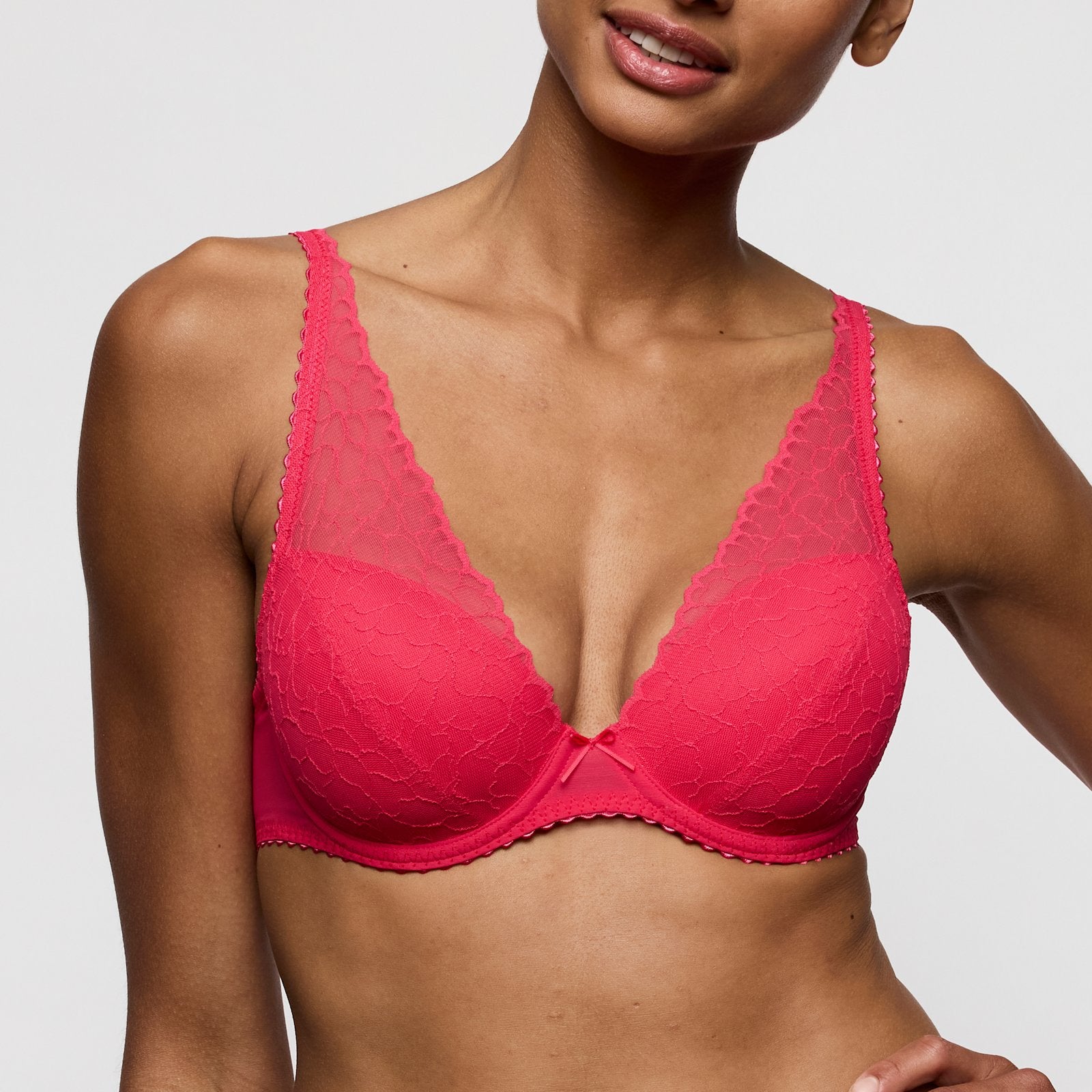Marie Jo Azelie Padded Plunge Bra front view in Raspberry