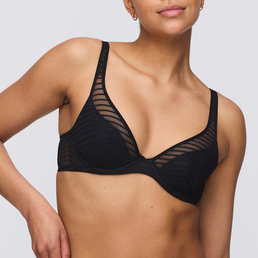 Marie Jo Basyl Padded Plunge Bra front view in Black