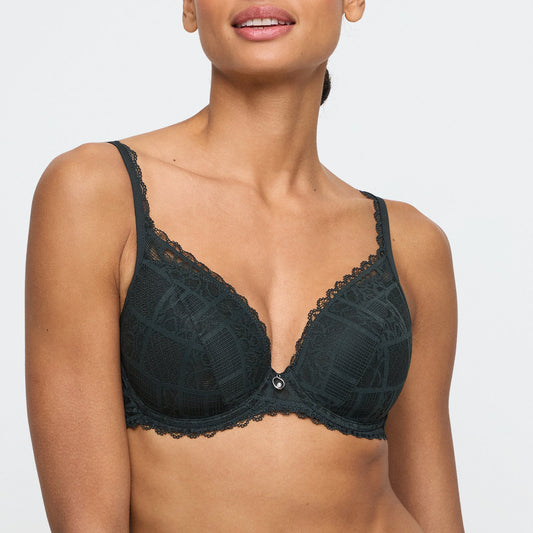Marie Jo Jadei Padded Plunge Bra front view in Deep Forest