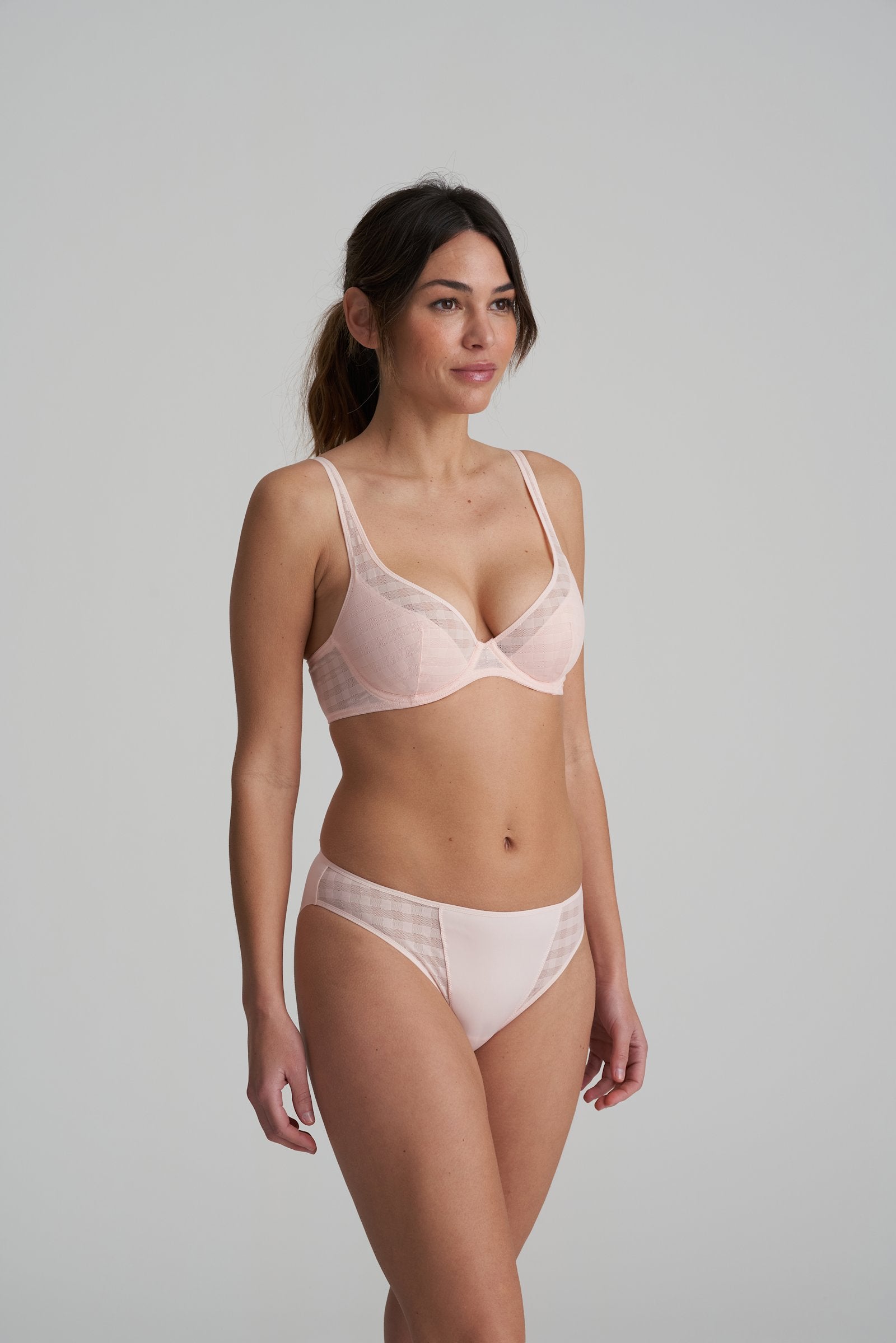 Marie Jo Jereme Padded Plunge Bra styled on model in Glossy Pink