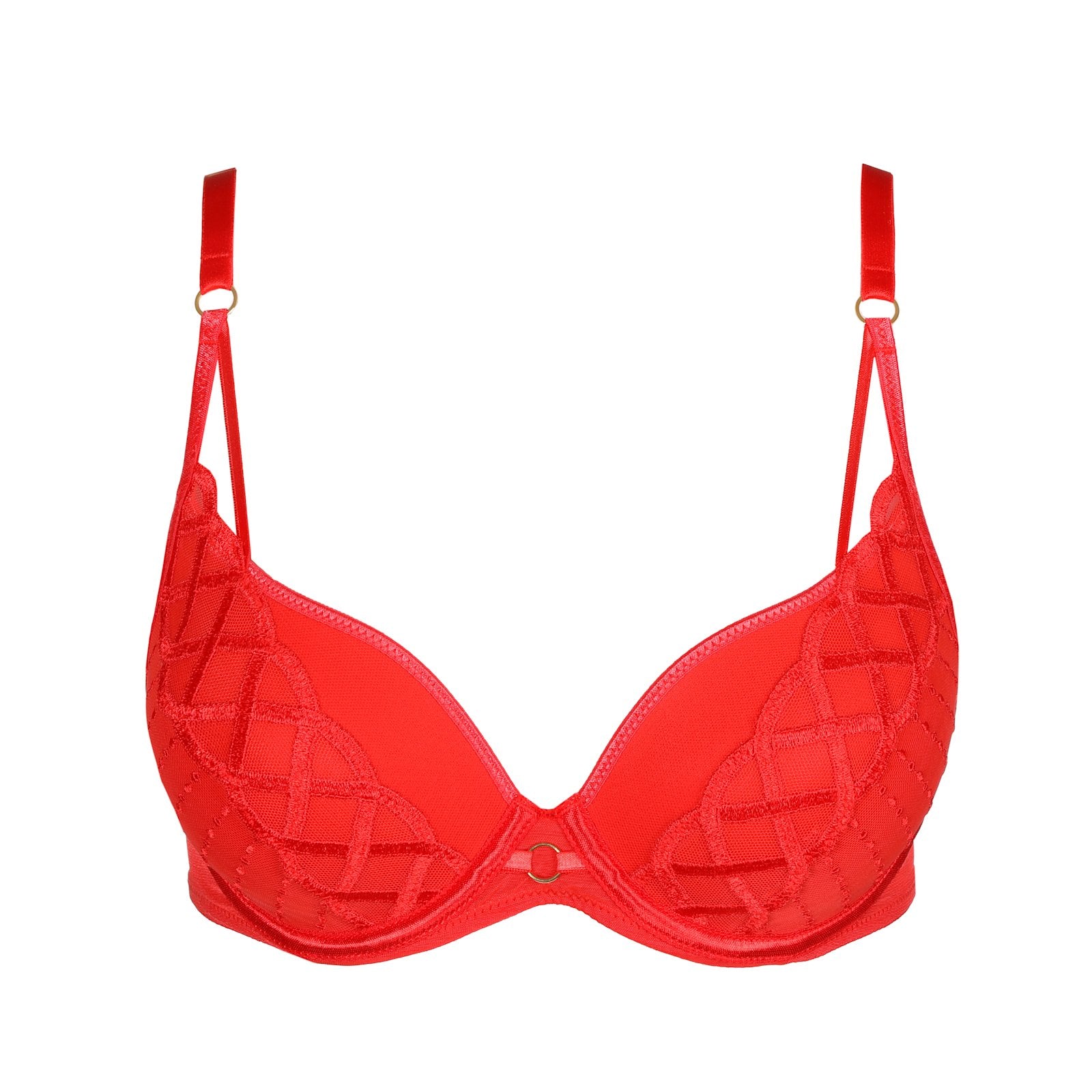 Marie Jo Jhana Padded Heartshape Bra detail view in Fiesta Red