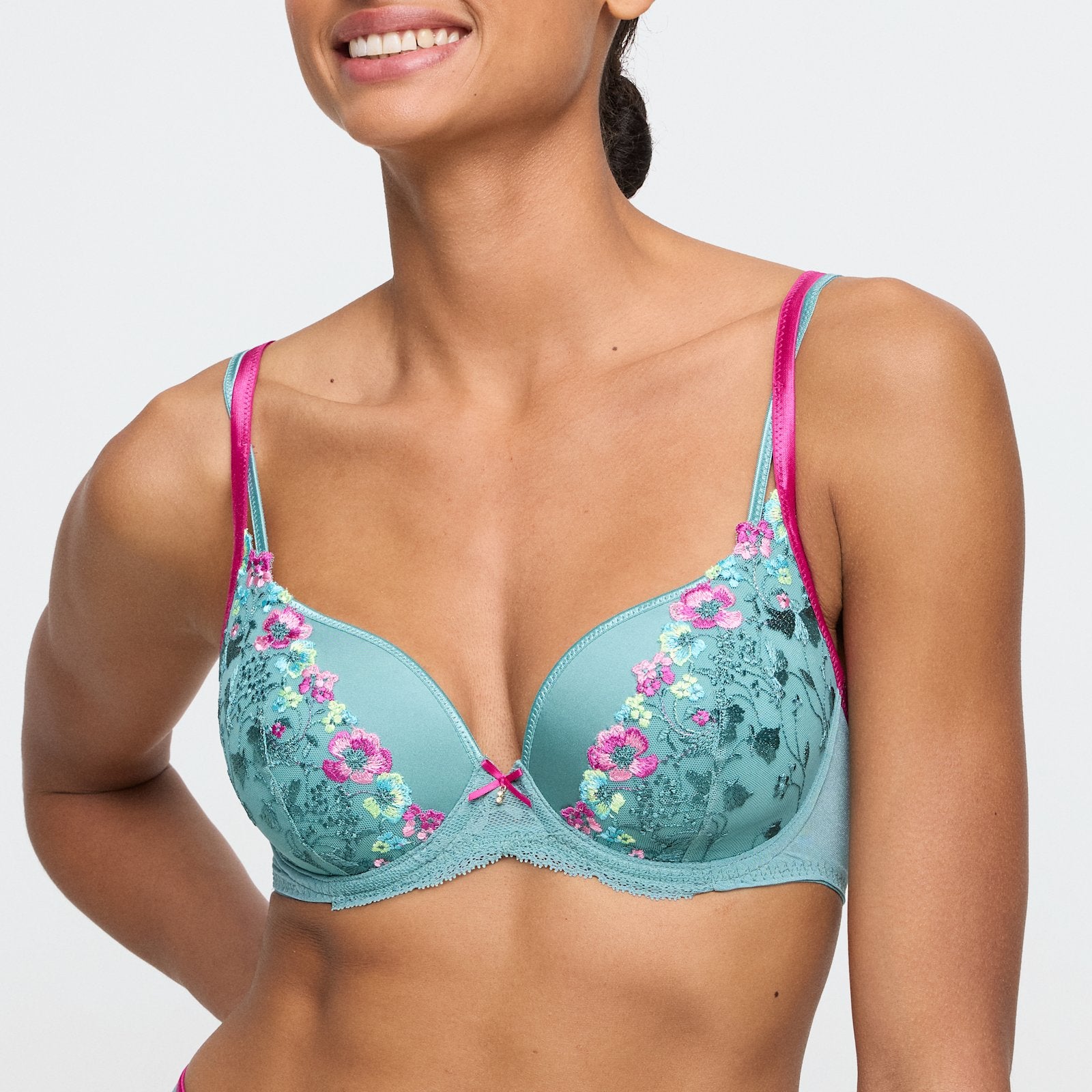 Marie Jo Lizelot Padded Heartshape Bra front view in Bali Green