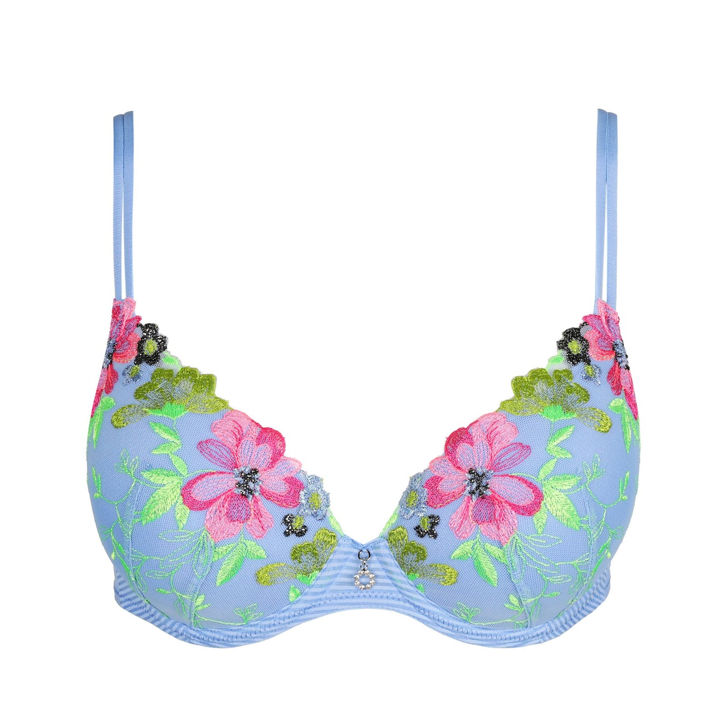 Marie Jo Odilly Plunge Bra detail view in Santorini Blue