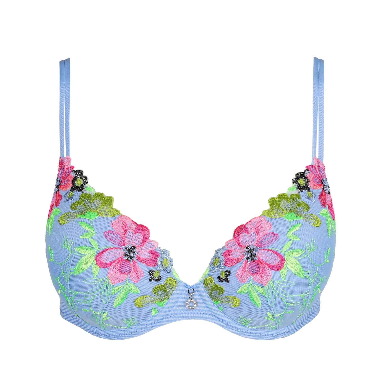 Marie Jo Odilly Plunge Bra detail view in Santorini Blue