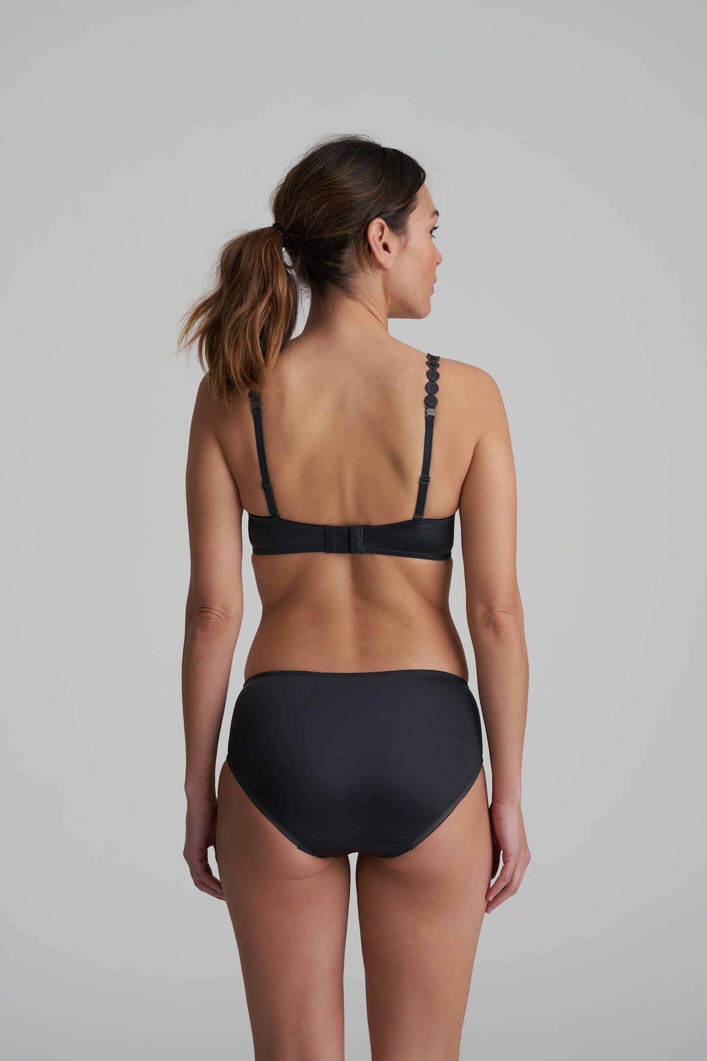 Marie Jo Tom Plunge Bra styled on model in Graphite Grey