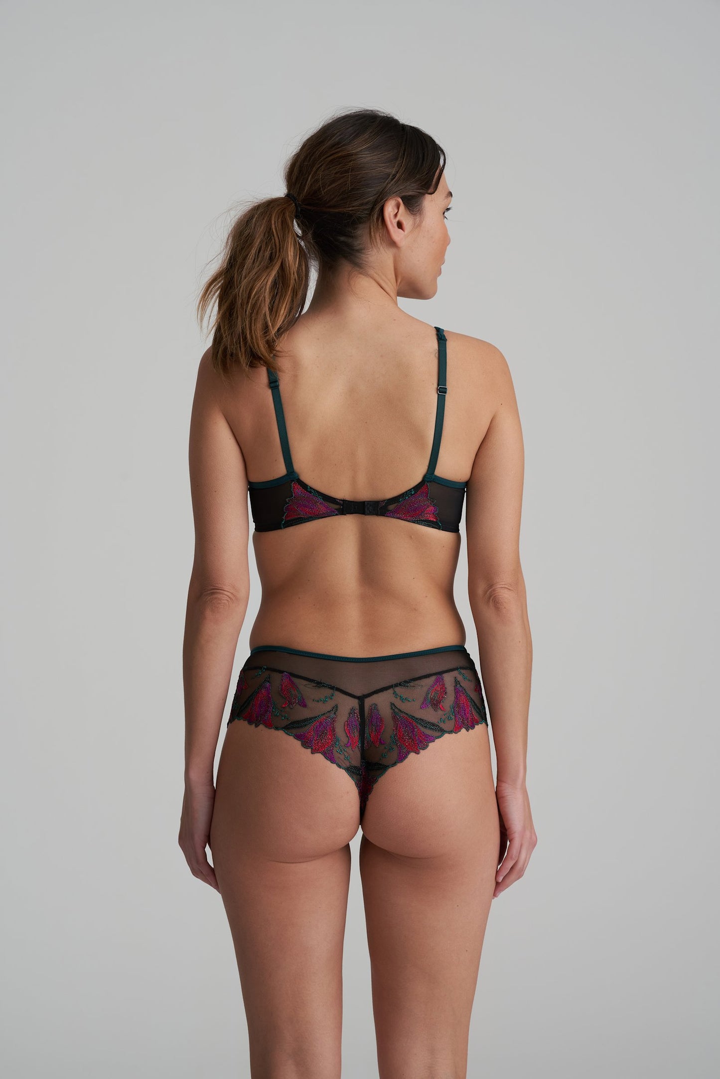 Marie Jo Yoly Padded Heartshape Bra styled on model in Jewel Green