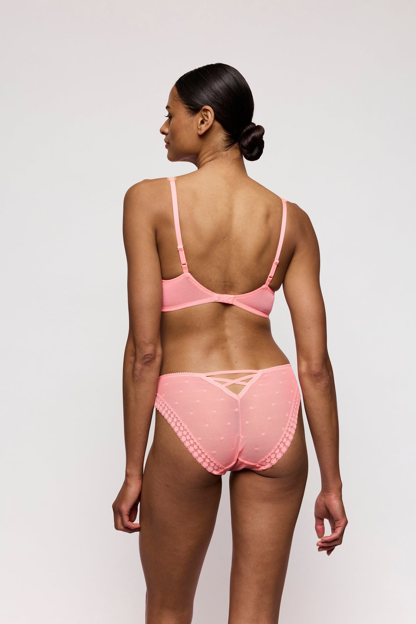 Marie Jo Annaelle Rio Brief styled on model in Neon Peach