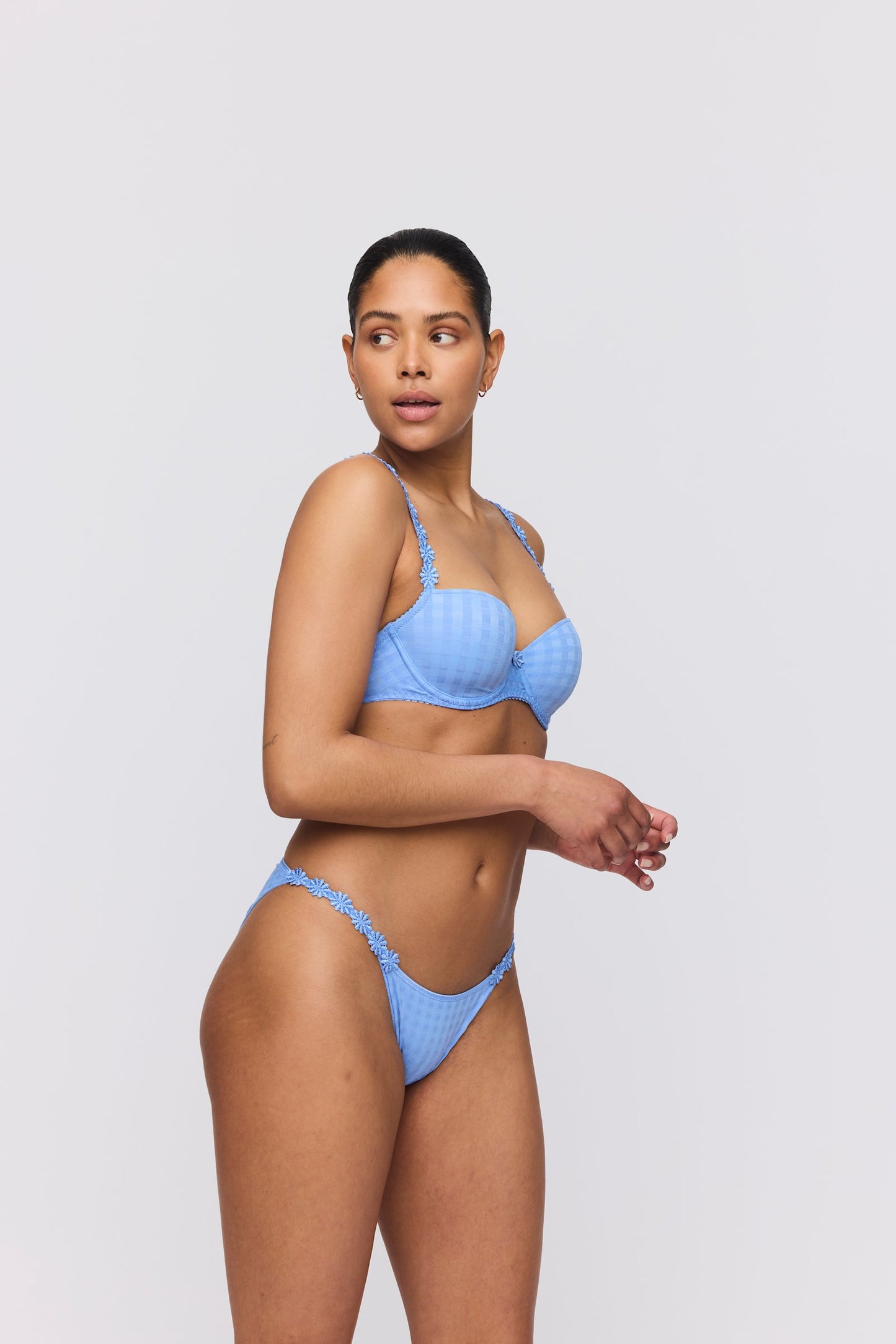 Marie Jo Avero Brief styled on model in Santorini Blue