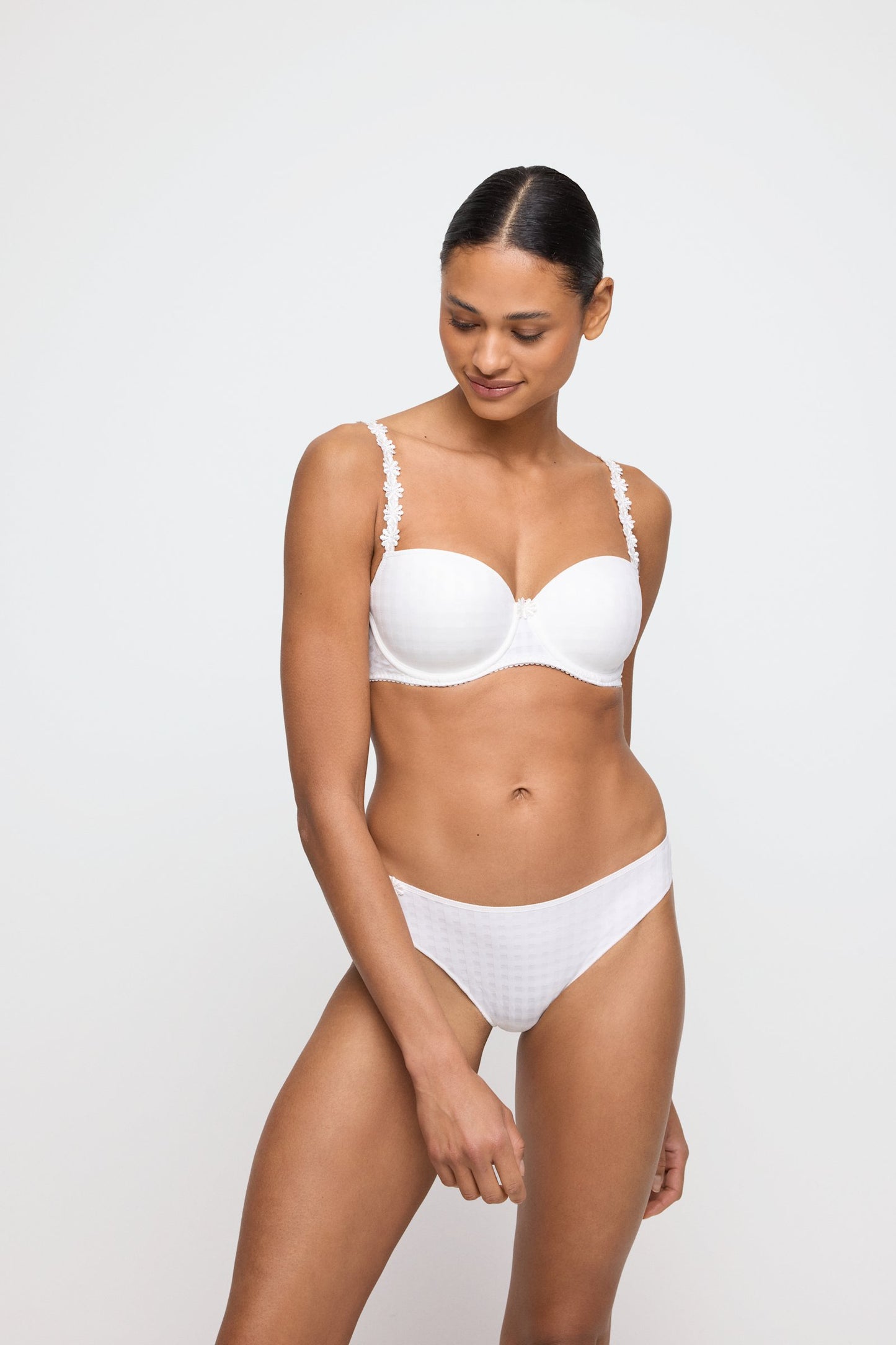 Marie Jo Avero Balcony Bra styled on model in Natural