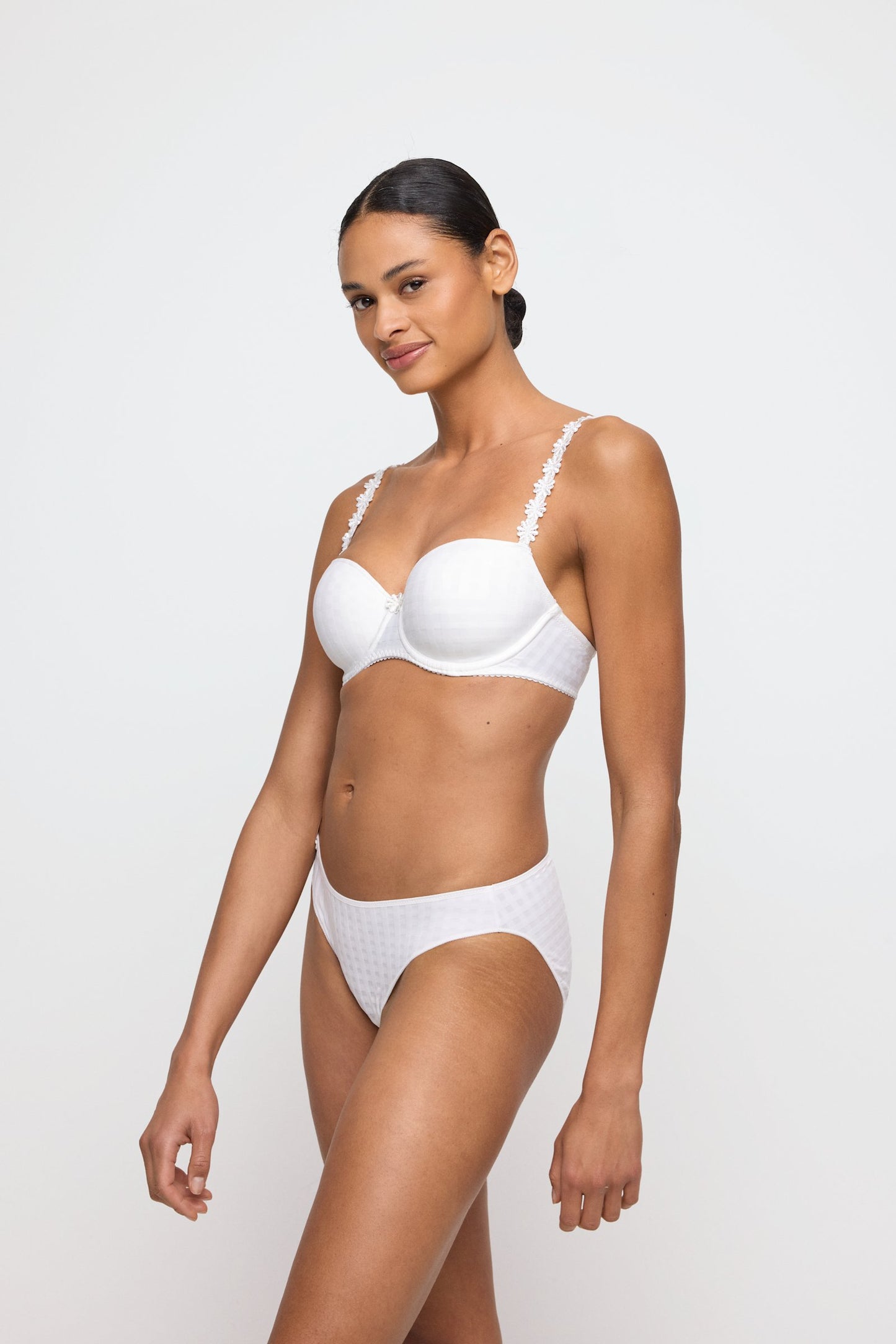 Marie Jo Avero Balcony Bra styled on model in Natural