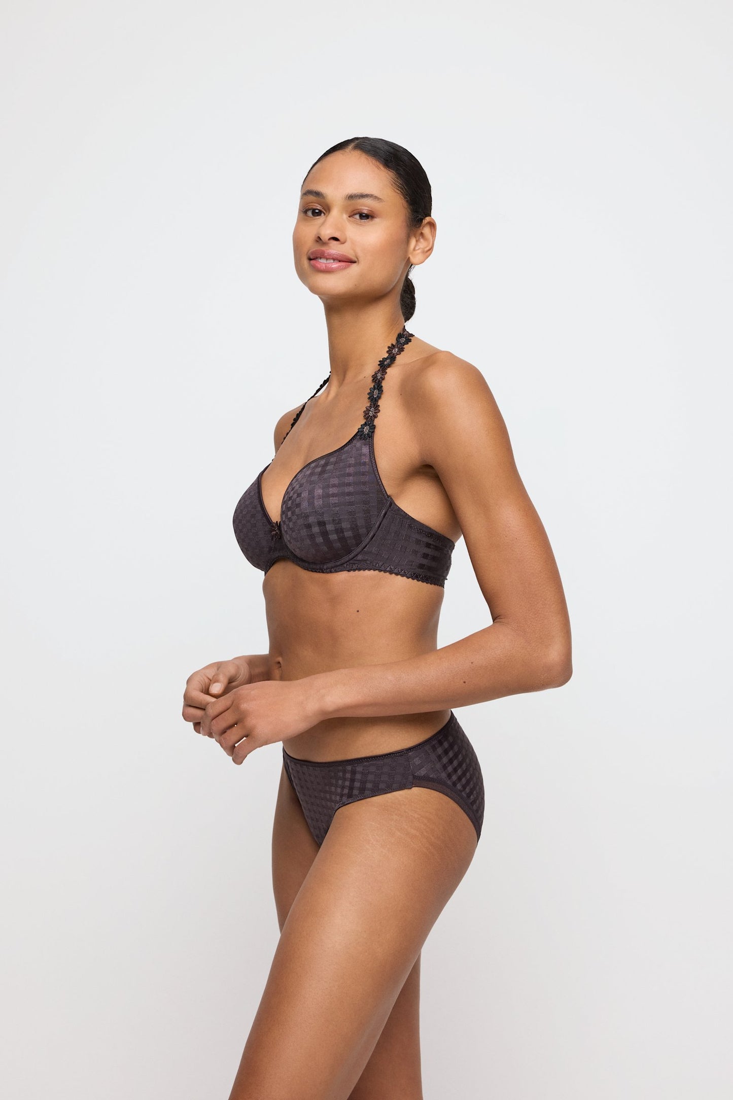 Marie Jo Avero Full Cup Bra styled on model in Sweet Chocolate
