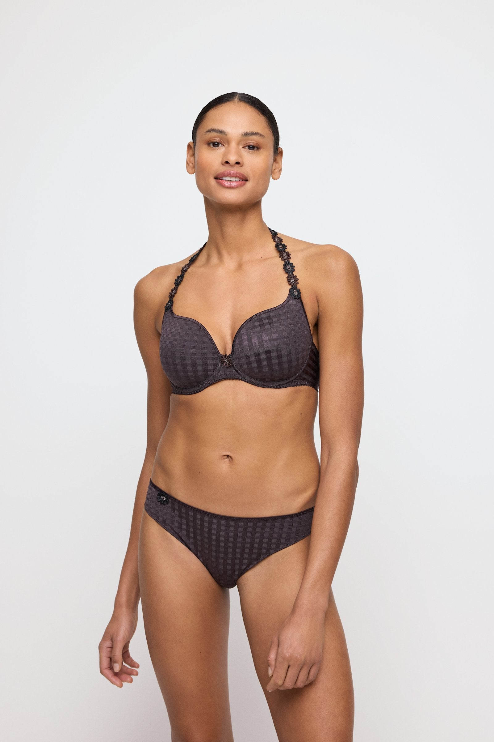 Marie Jo Avero Full Cup Bra styled on model in Sweet Chocolate