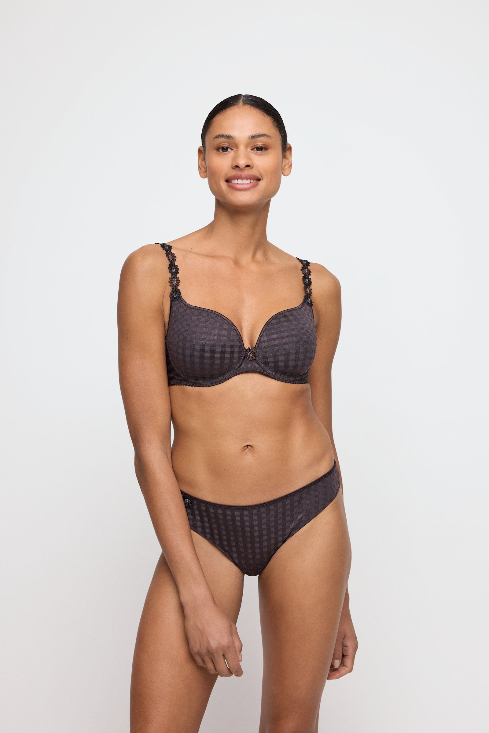 Marie Jo Avero Full Cup Bra styled on model in Sweet Chocolate