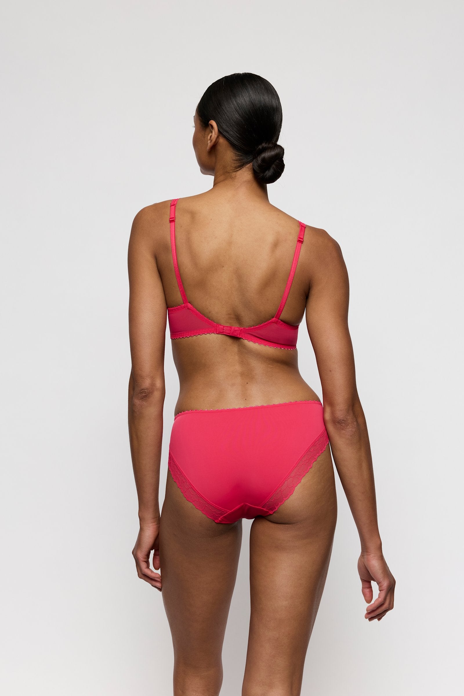 Marie Jo Azelie Rio Brief styled on model in Raspberry