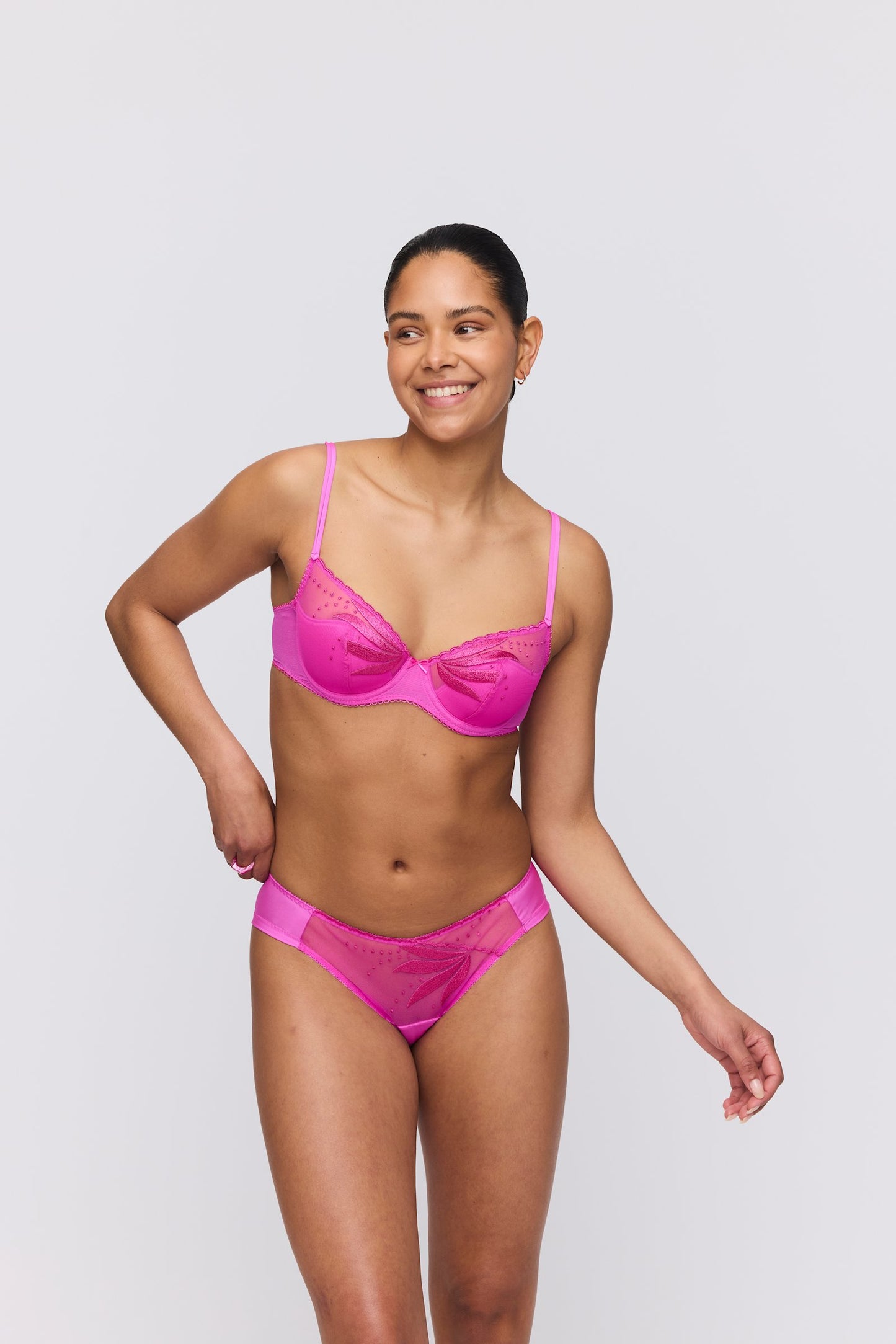 Marie Jo Etoile Padded Plunge Bra styled on model in Cactus Flower