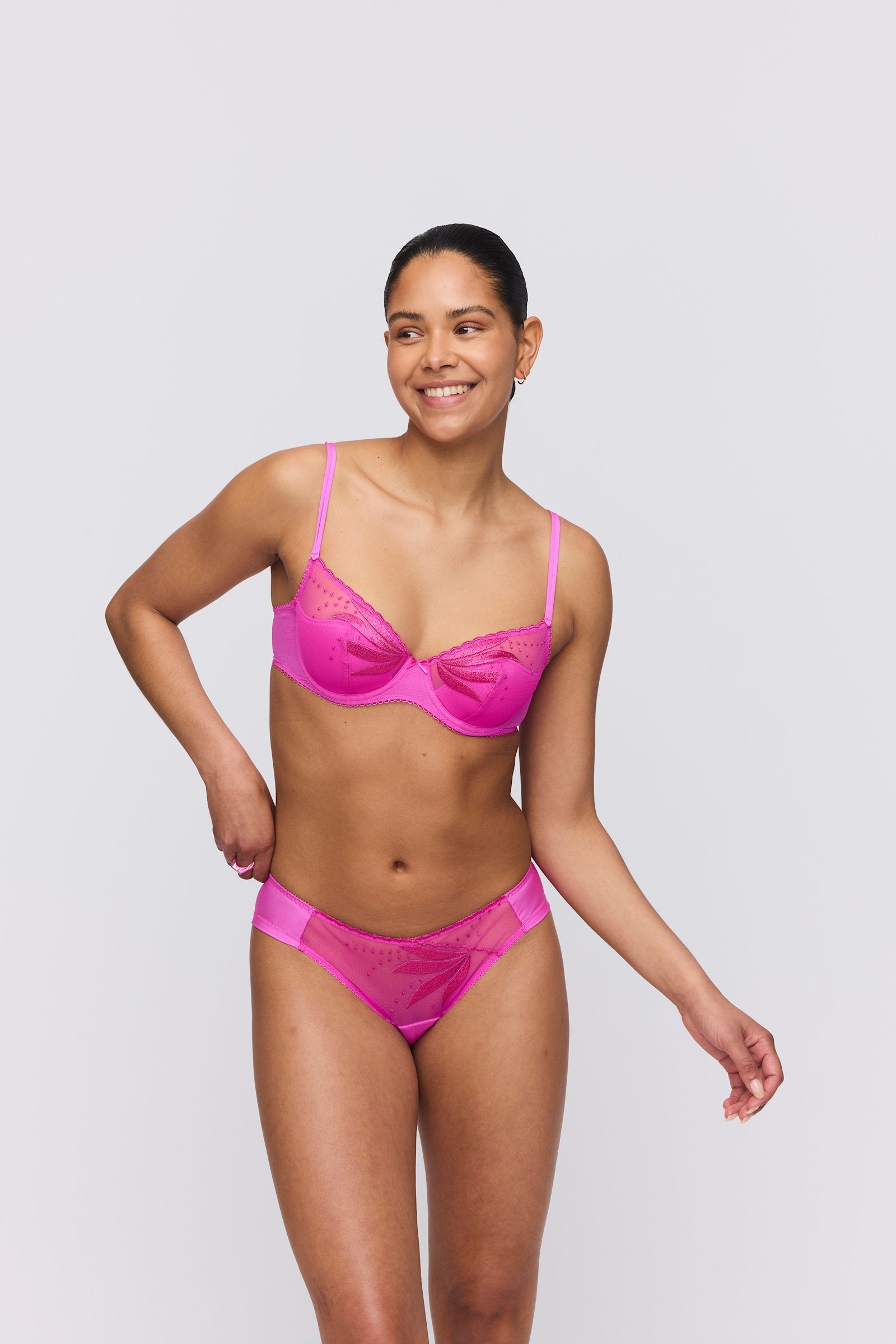 Marie Jo Etoile Padded Plunge Bra styled on model in Cactus Flower