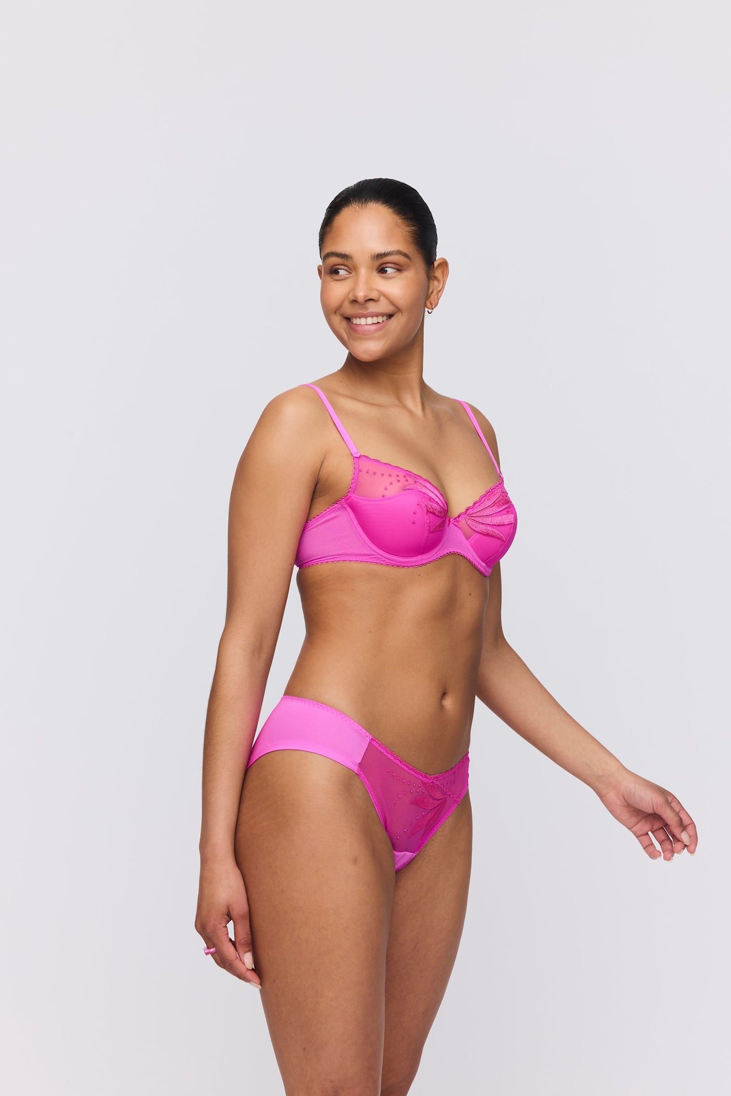 Marie Jo Etoile Padded Plunge Bra styled on model in Cactus Flower