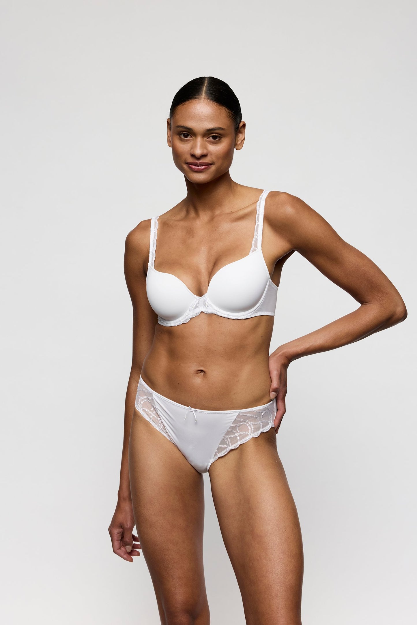 Marie Jo Heleen Padded Heartshape Bra styled on model in White