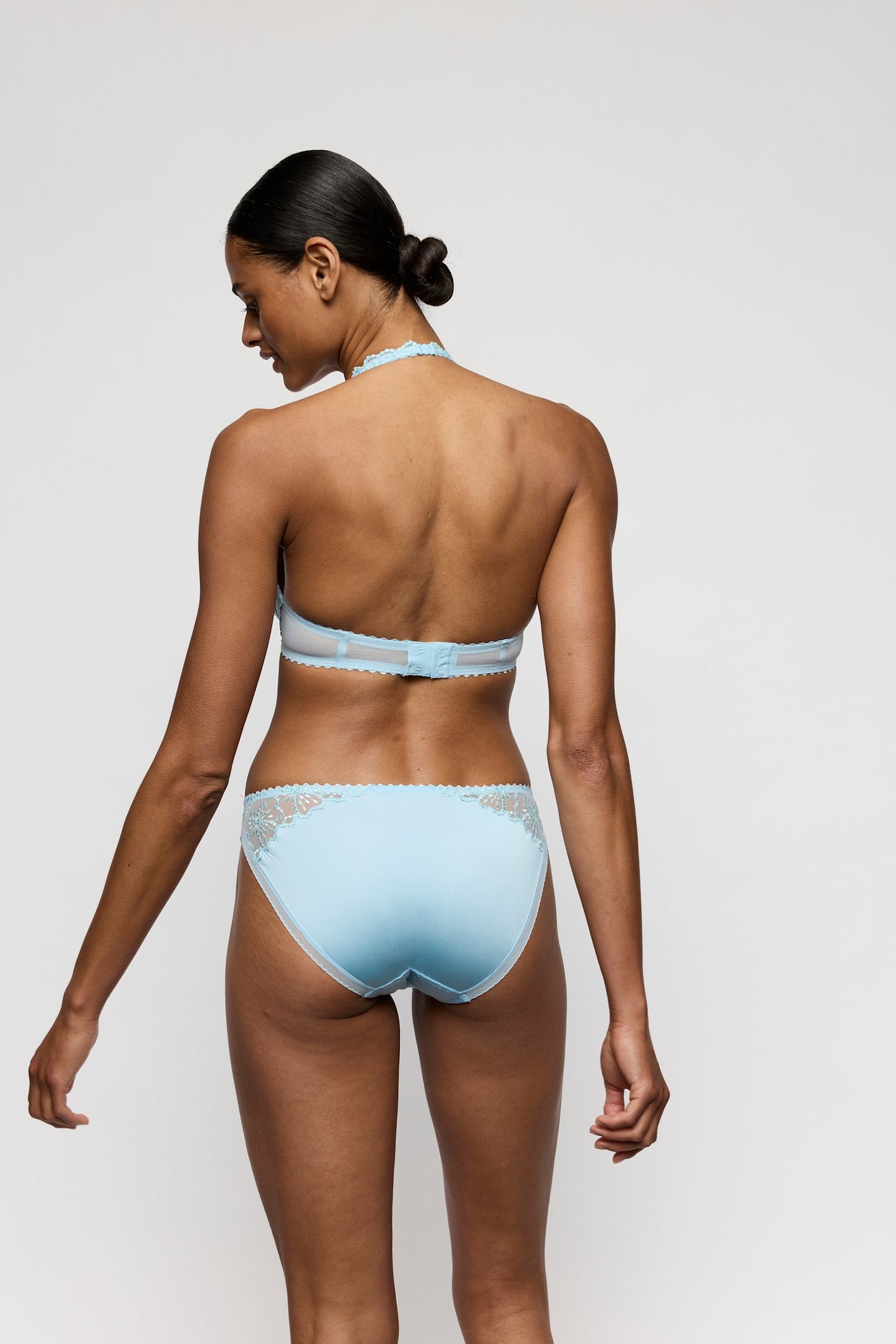 Marie Jo Jane Brief styled on model in Milky Blue