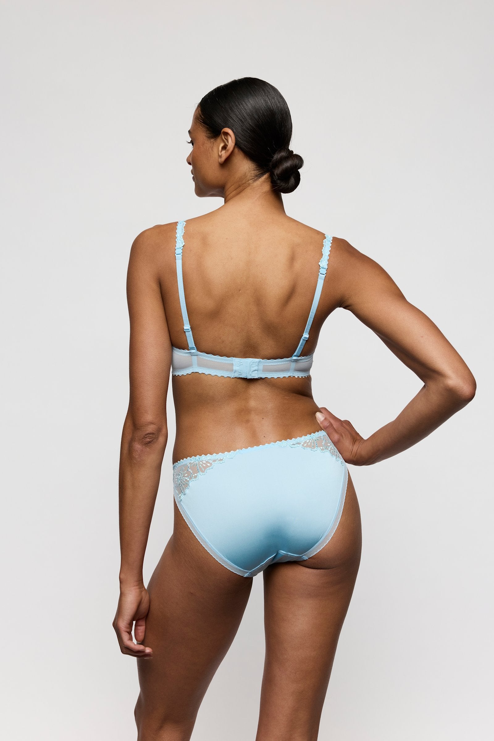 Marie Jo Jane Full Cup Bra styled on model in Milky Blue