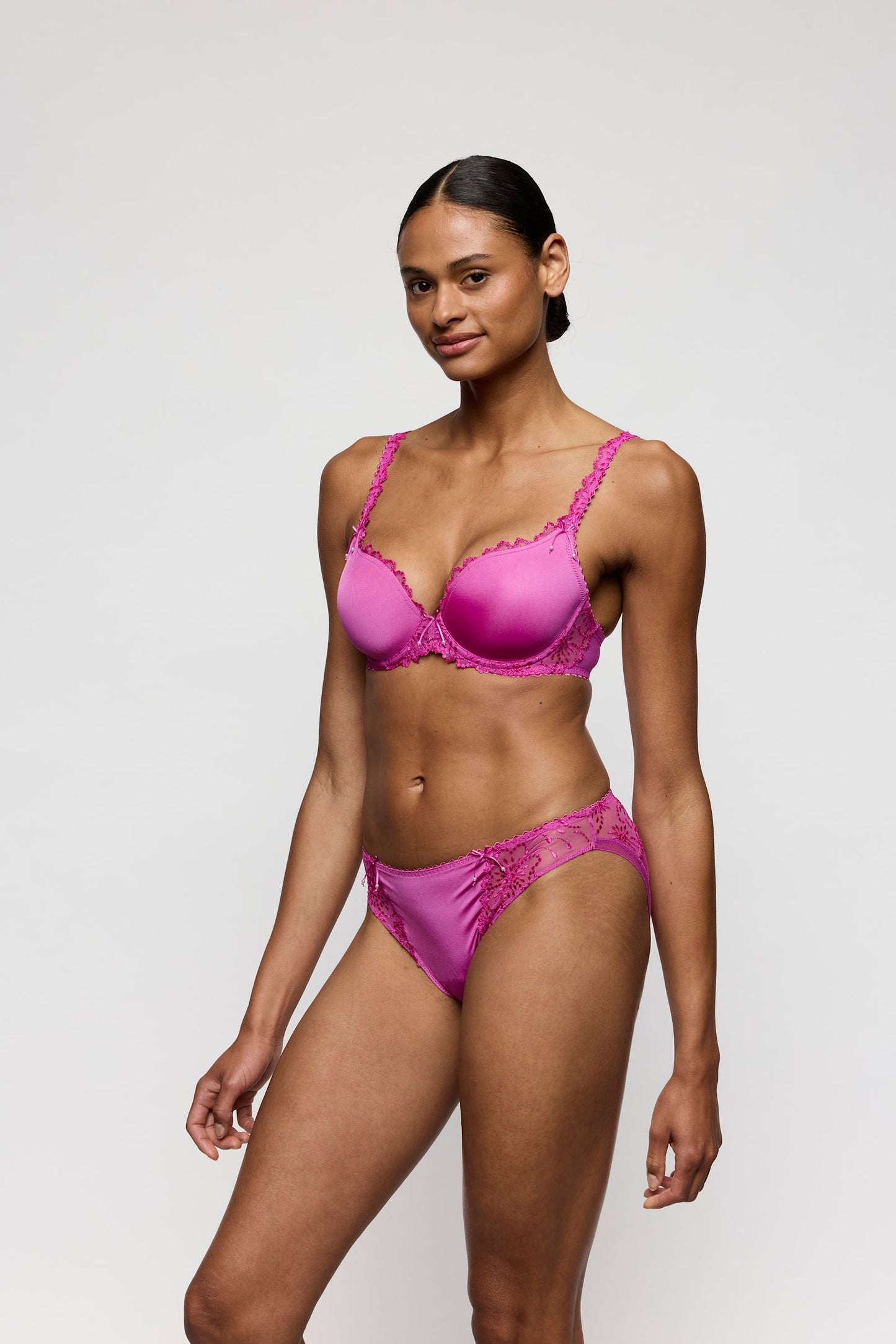 Marie Jo Jane Brief styled on model in Orchid Bliss