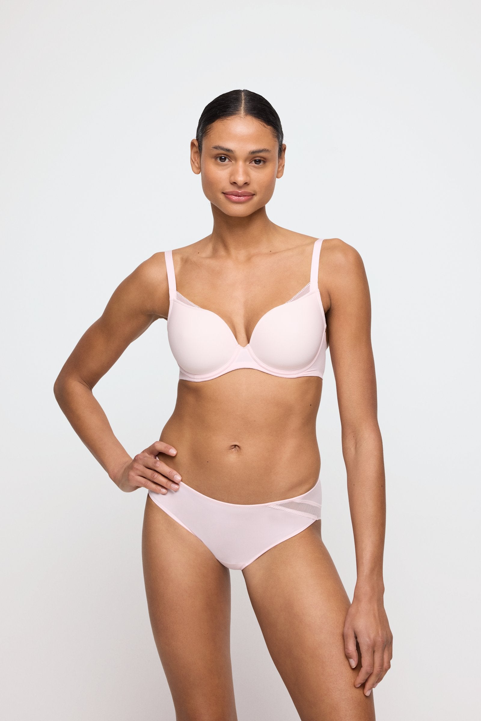 Marie Jo Milao Rio Brief styled on model in Pastel Pink